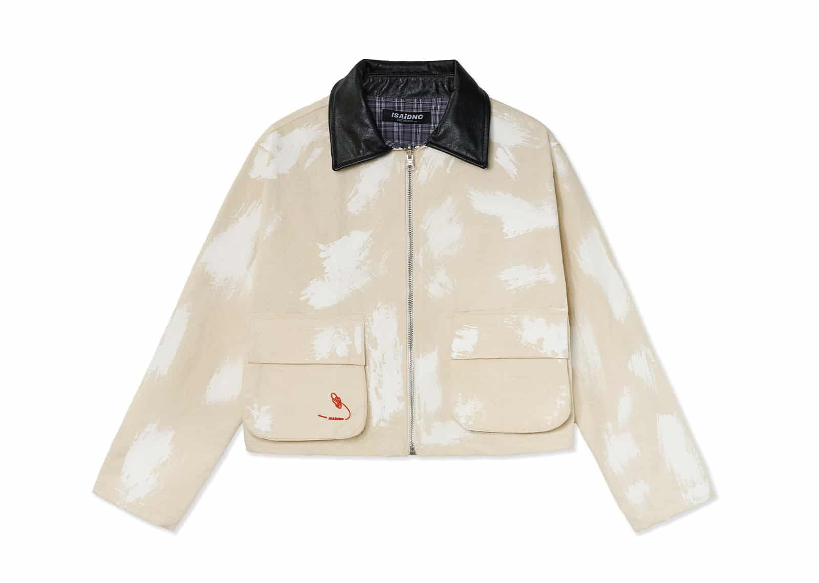 Isaidno Hand Painted Graffiti Jacket Beige