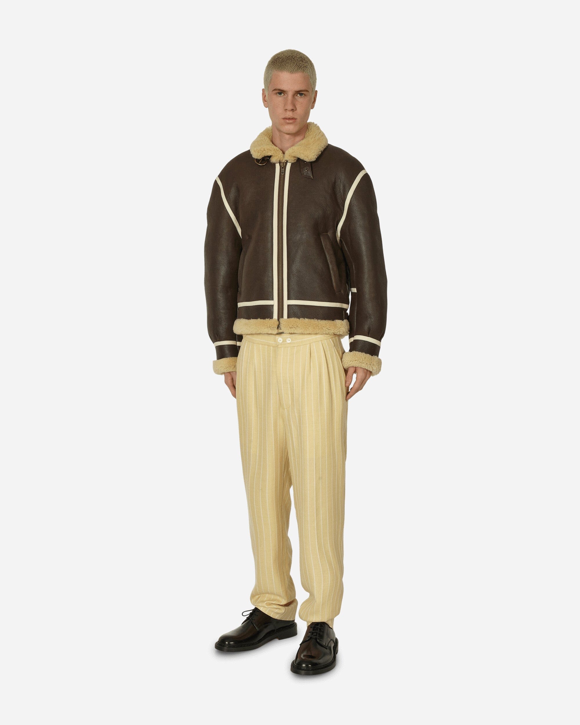 Bode Dennis Stripe Trousers Cream / White