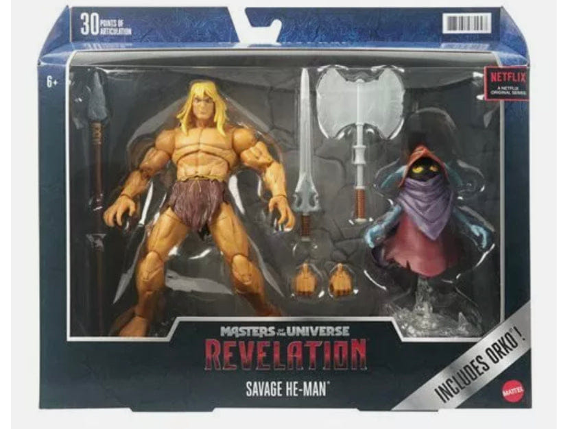 Mattel Masters of the Universe MOTU Revelation Savage He - Man and Orko Action Figure