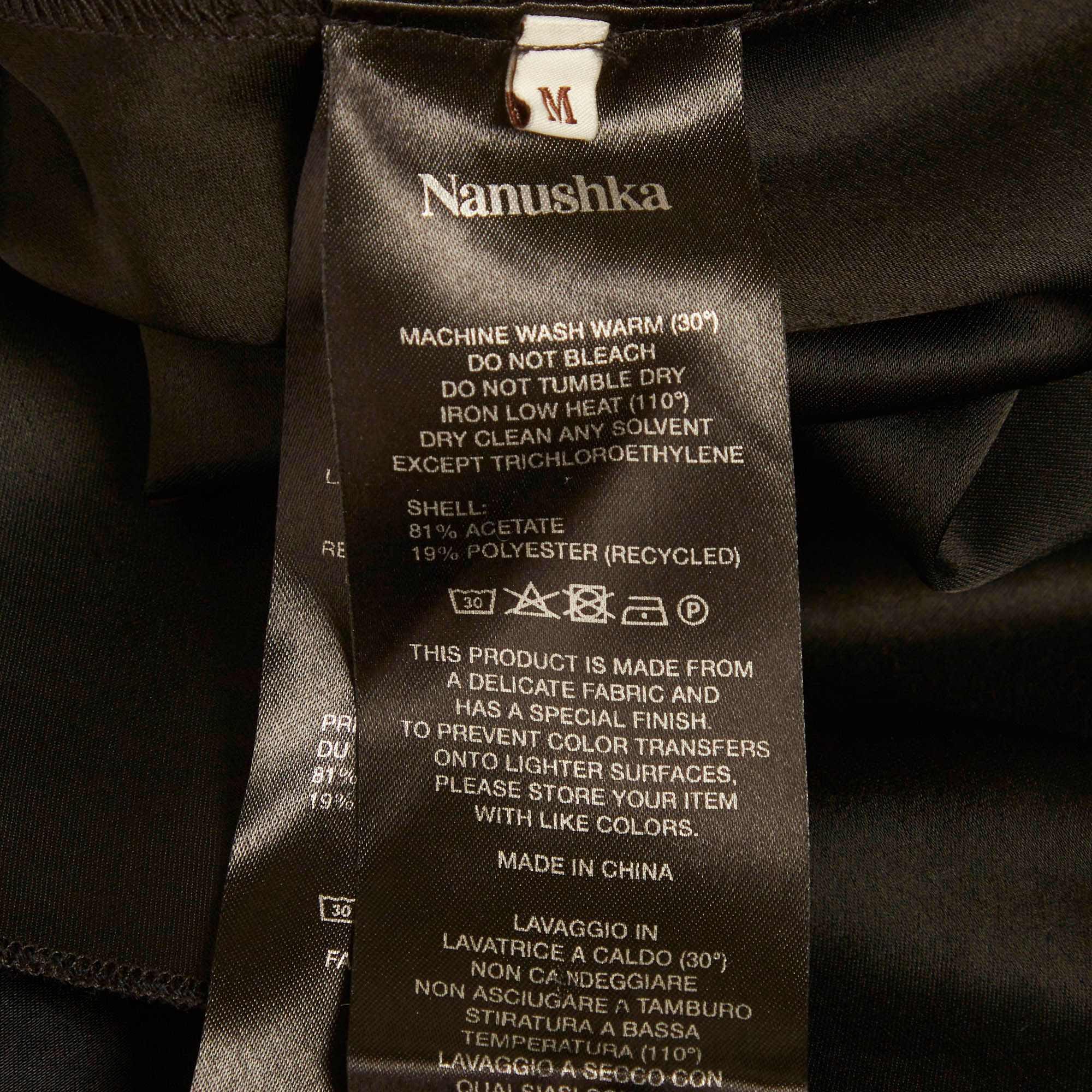 Nanushka Black Satin Cowl Neck Fiore Midi Dress