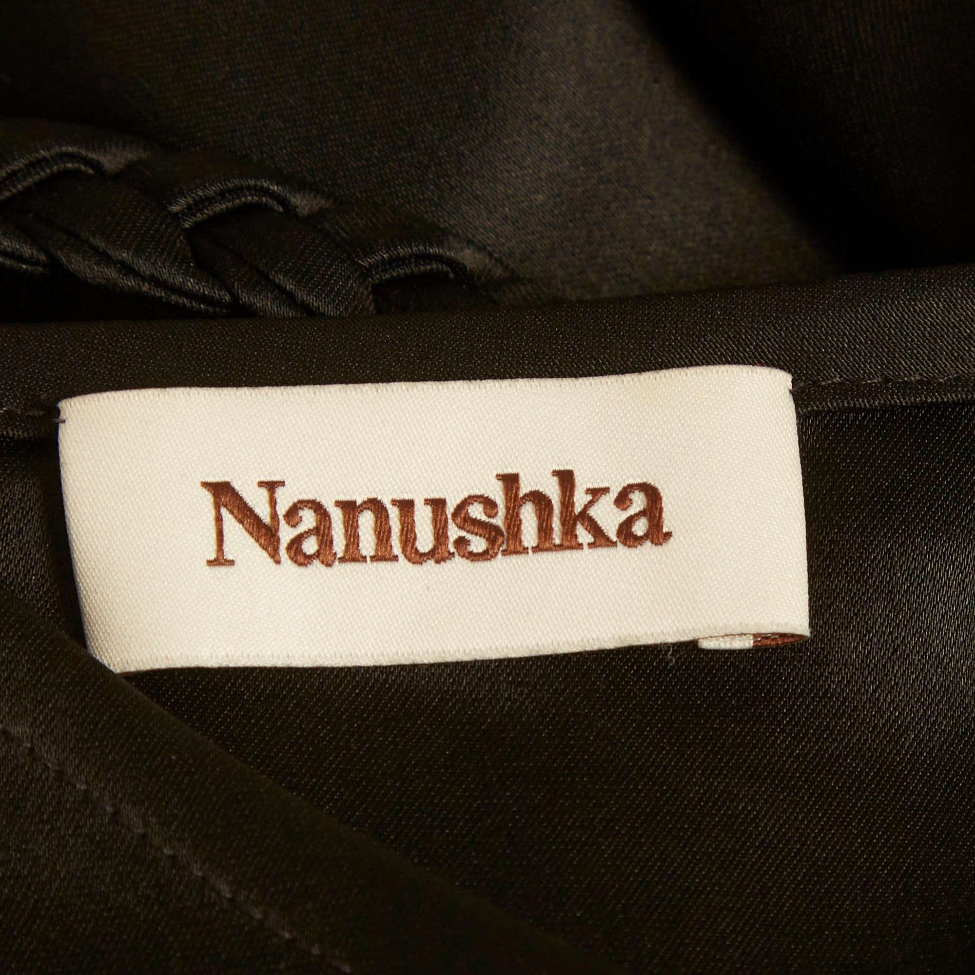 Nanushka Black Satin Cowl Neck Fiore Midi Dress