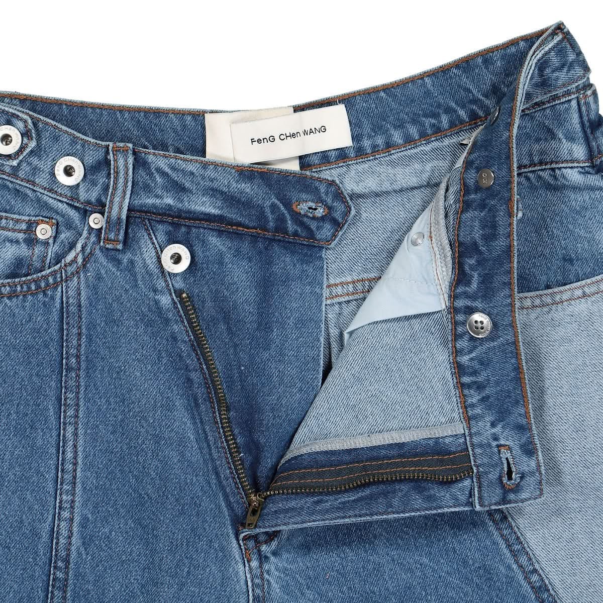 Feng Chen Wang Denim Trousers With Irregular Waistband