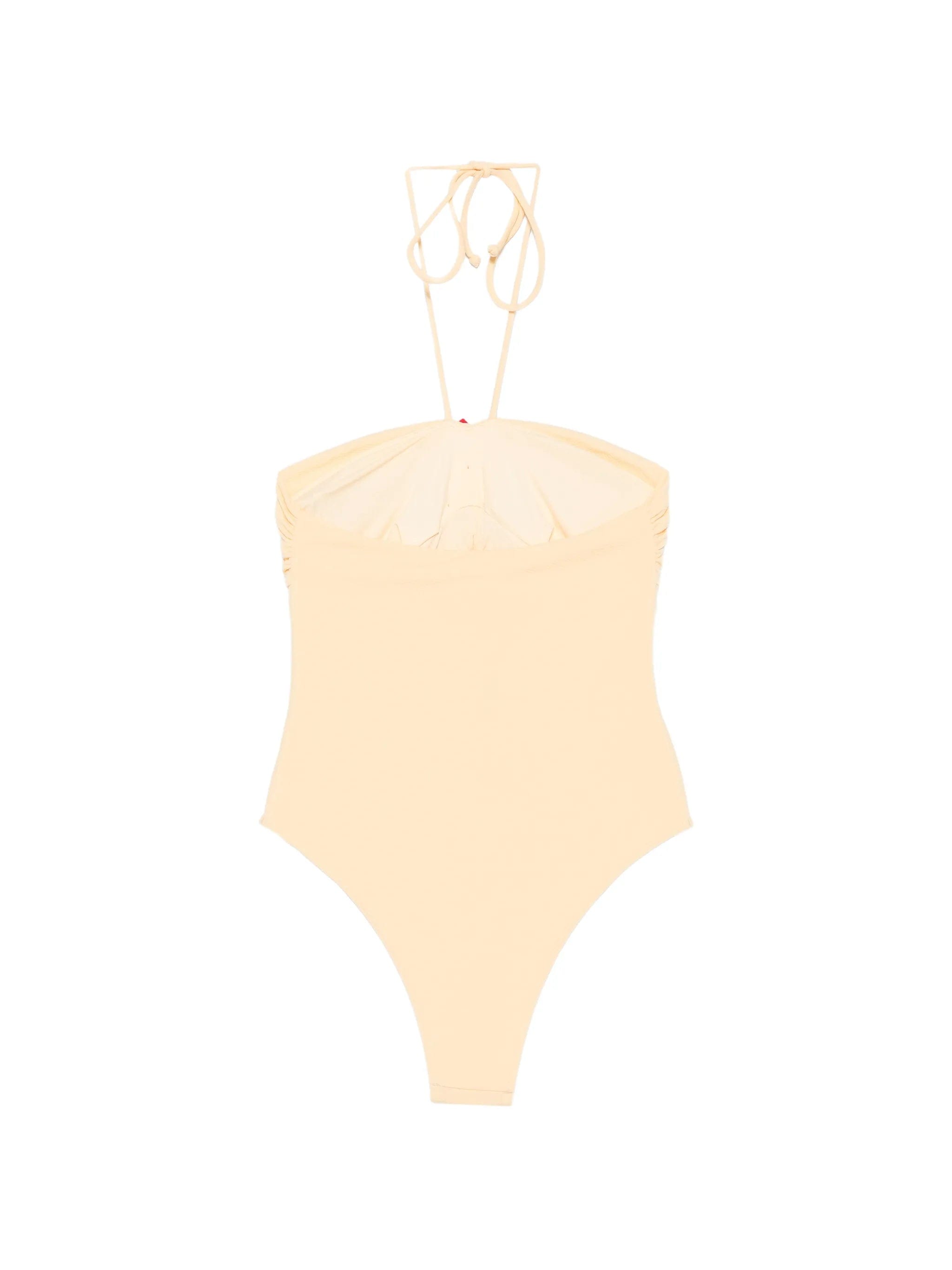 FARM Rio floral - applique halterneck swimsuit