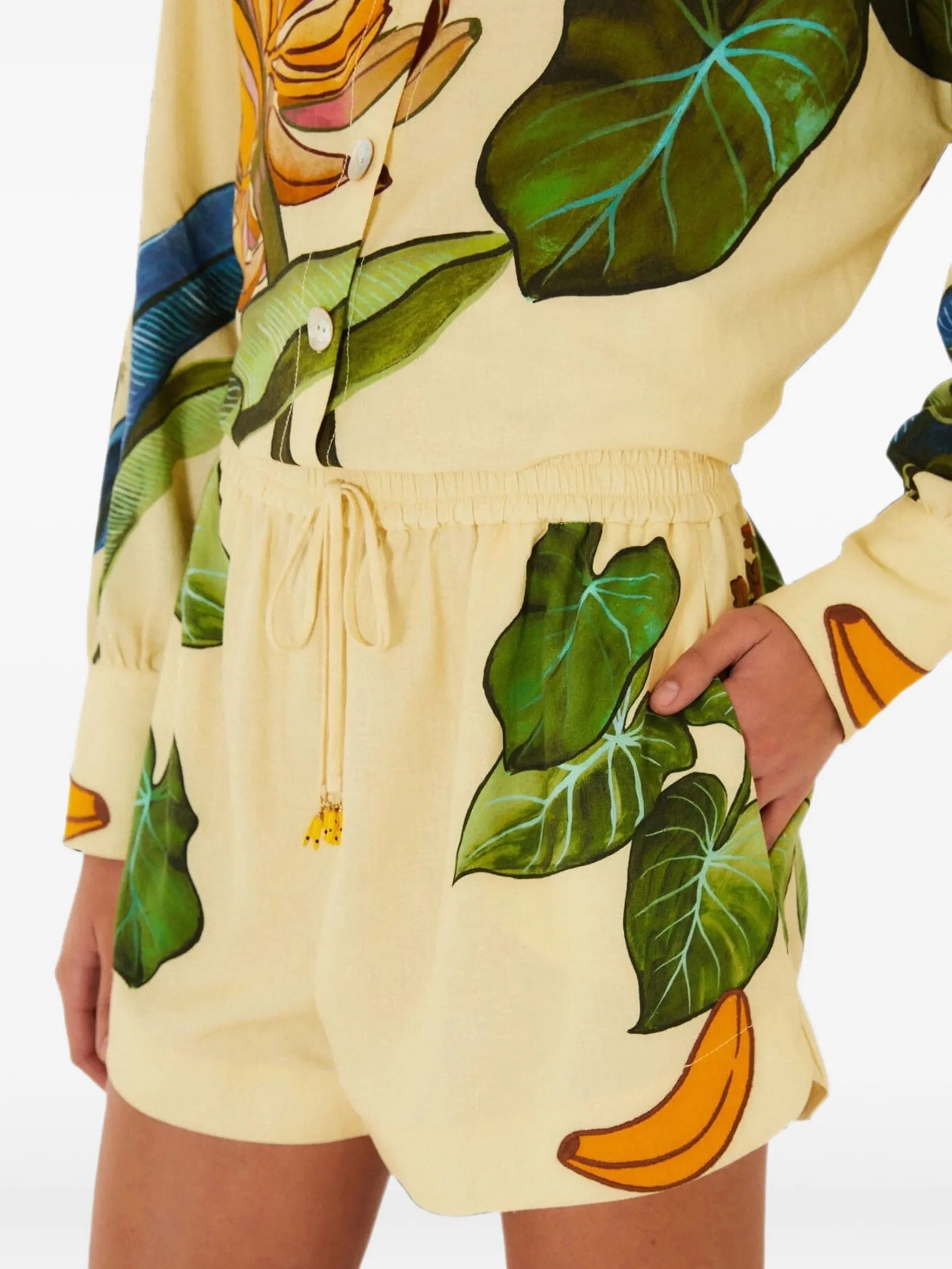 FARM Rio Banana Grapes tropical - print drawstring shorts