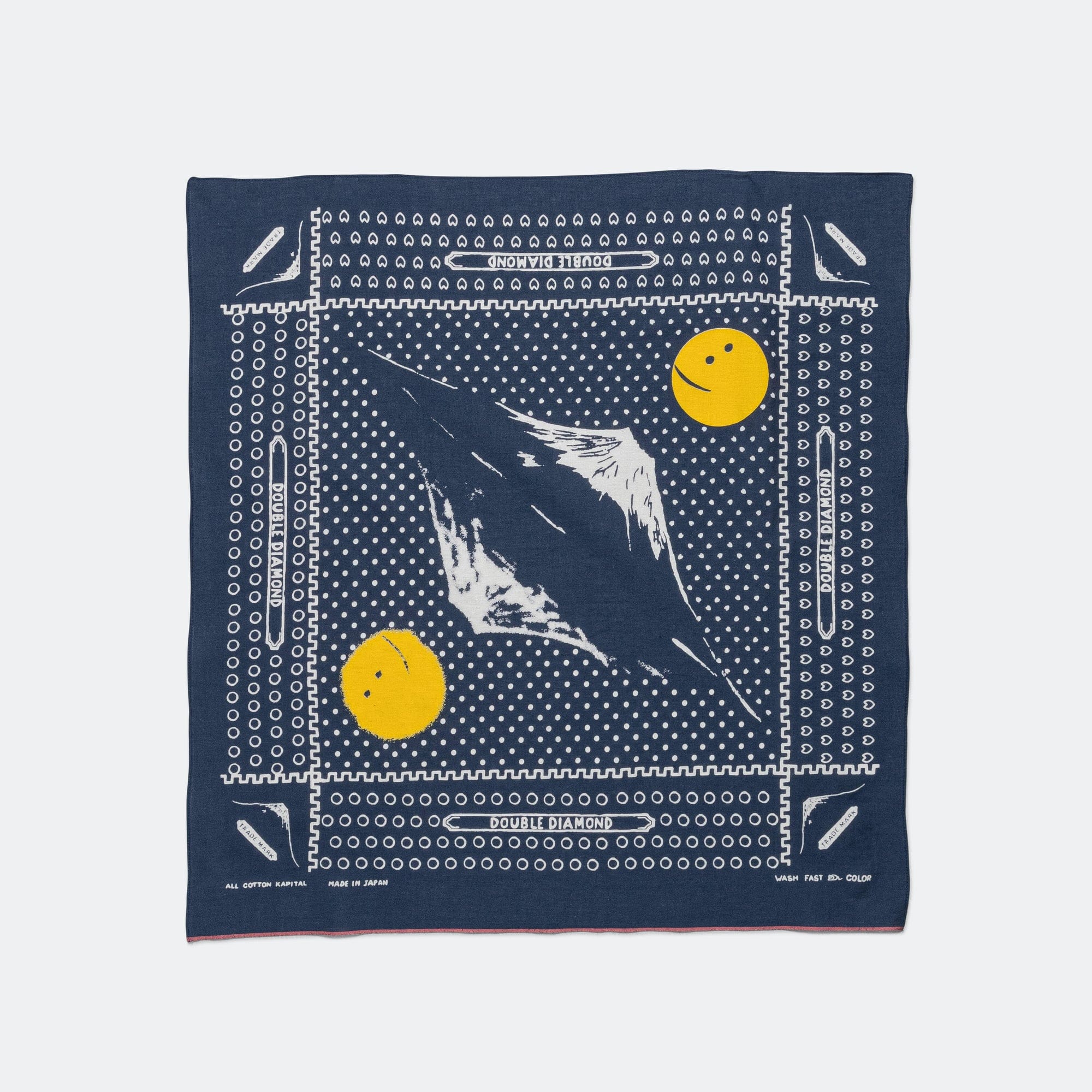 Kapital Fastcolor Selvedge Bandanna Mirrored Fuji PROFILE RAINBOWY - Navy