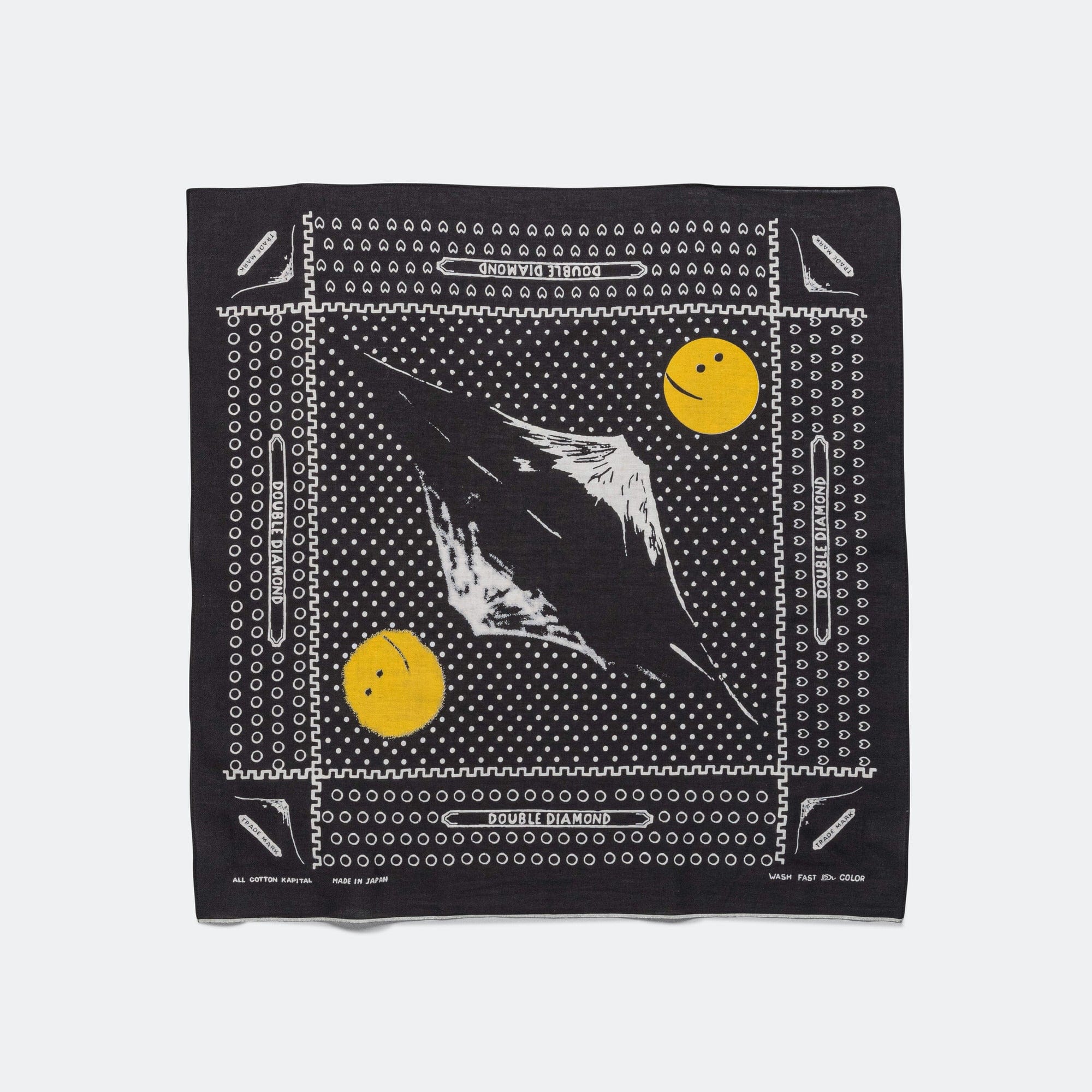 Kapital Fastcolor Selvedge Bandanna Mirrored Fuji PROFILE RAINBOWY - Black