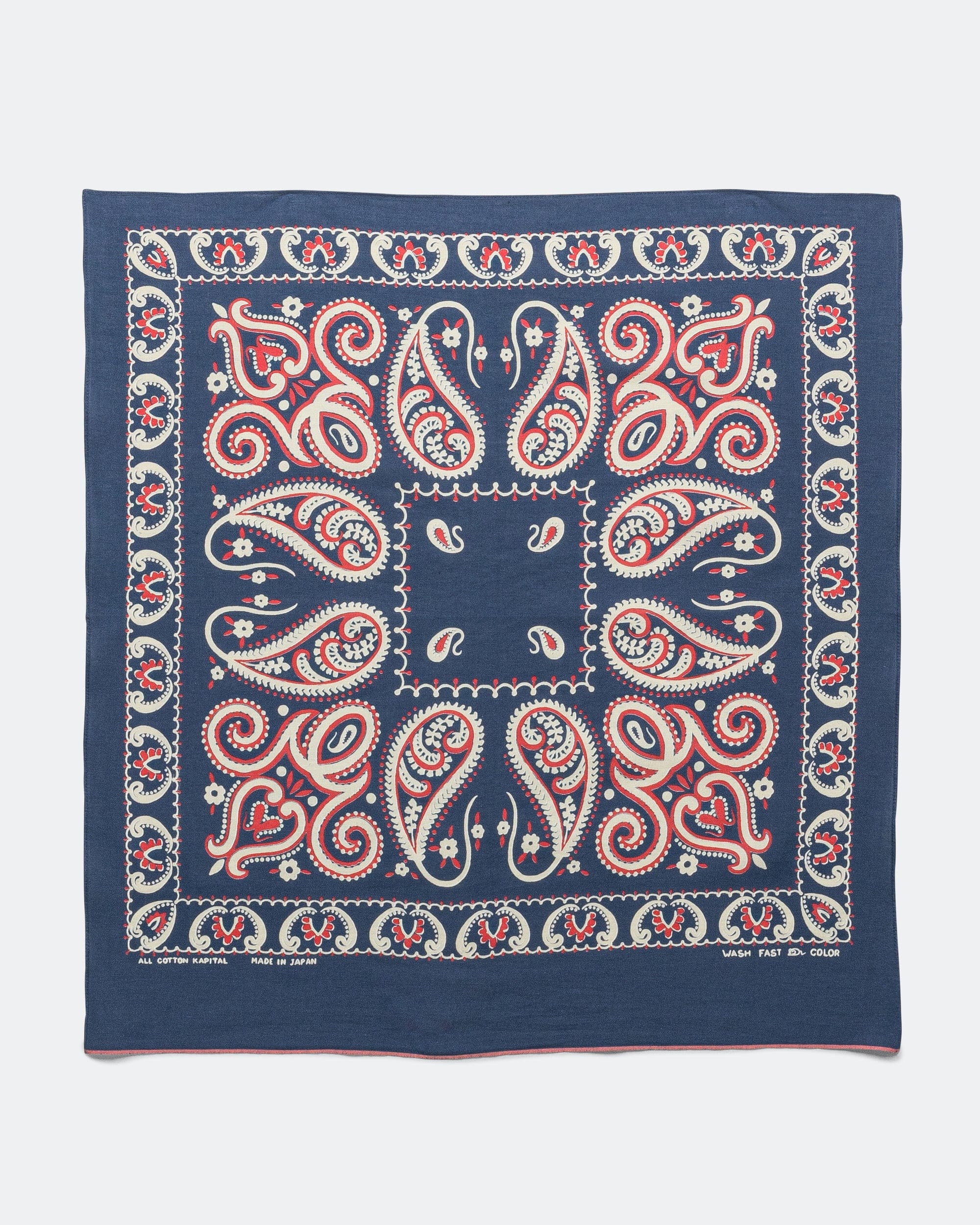 Kapital Fastcolor Selvedge Bandanna (SAMBO Paisley) 20x20 - Navy