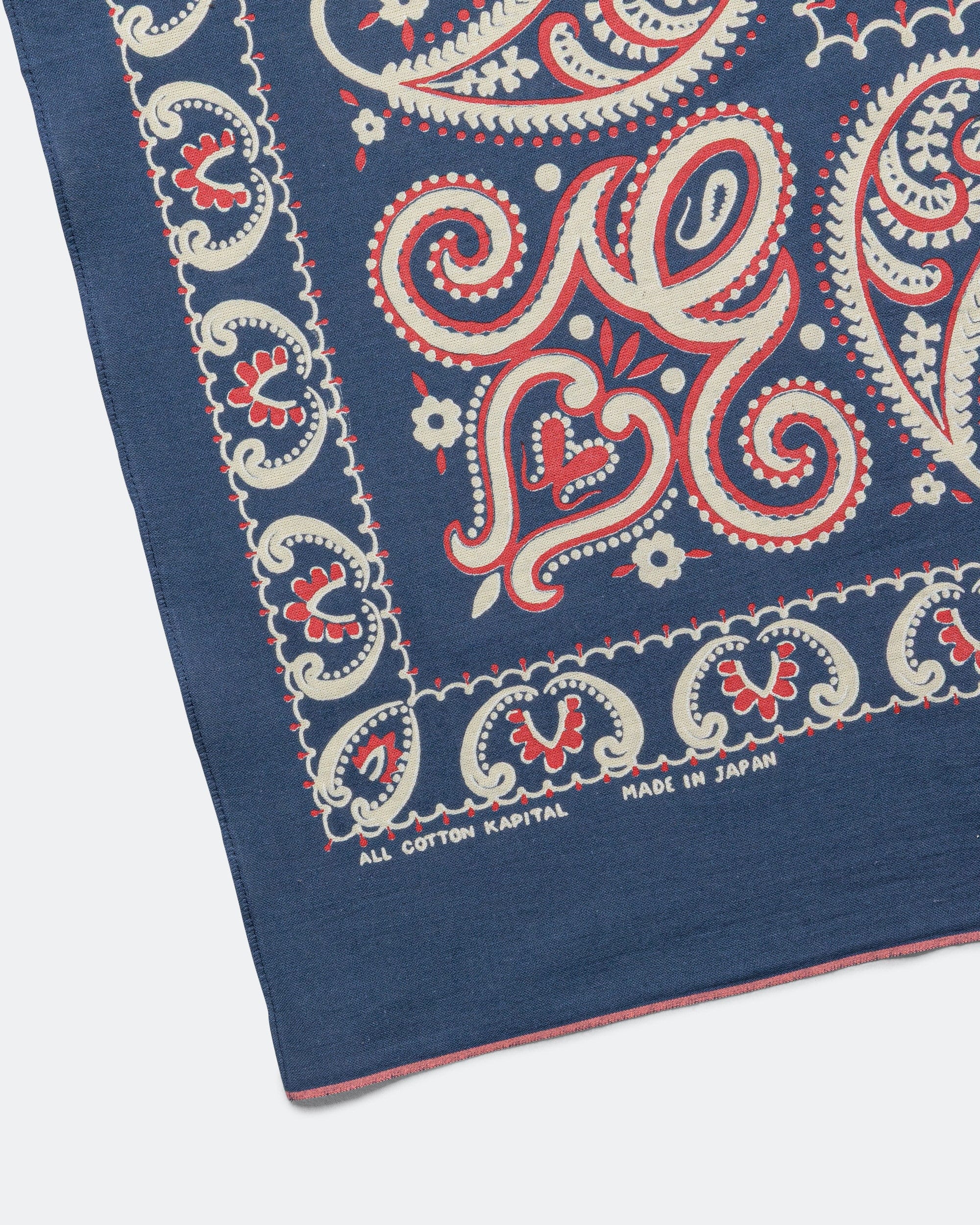 Kapital Fastcolor Selvedge Bandanna (SAMBO Paisley) 20x20 - Navy
