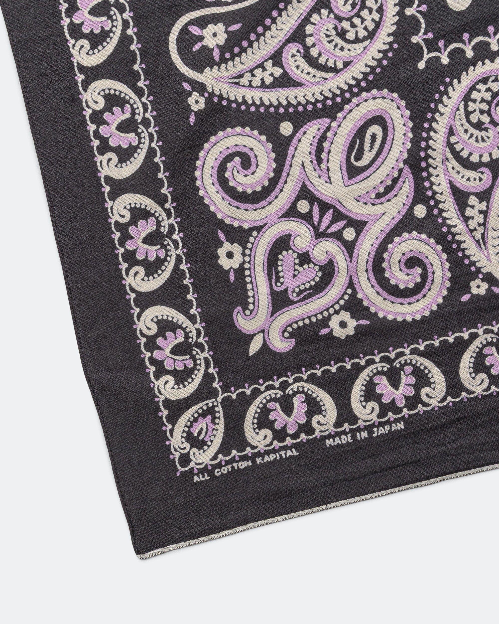 Kapital Fastcolor Selvedge Bandanna (SAMBO Paisley) 20x20 - Black