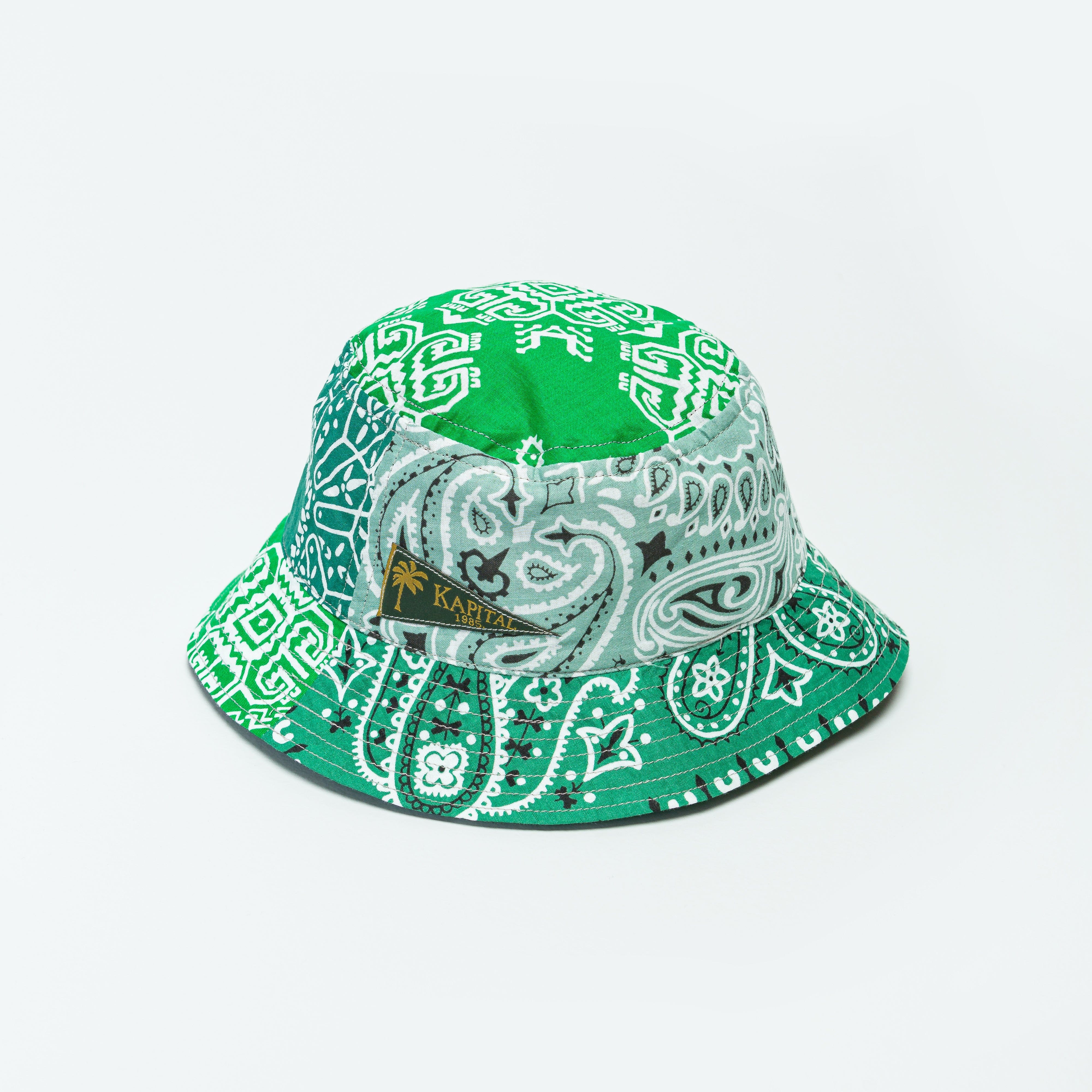 Kapital Bandana Patchwork BUCKET Hat (Short Brim) - Green