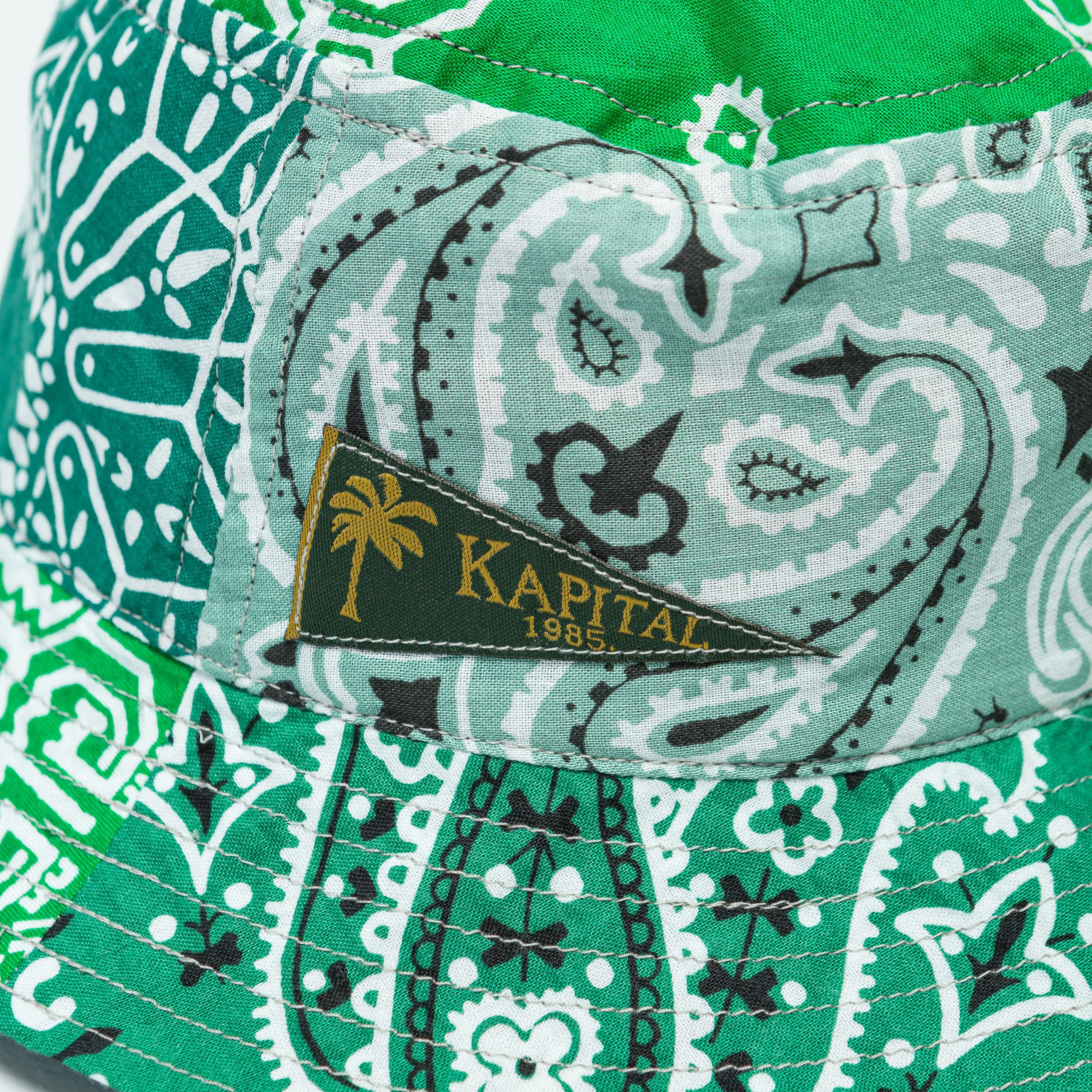Kapital Bandana Patchwork BUCKET Hat (Short Brim) - Green