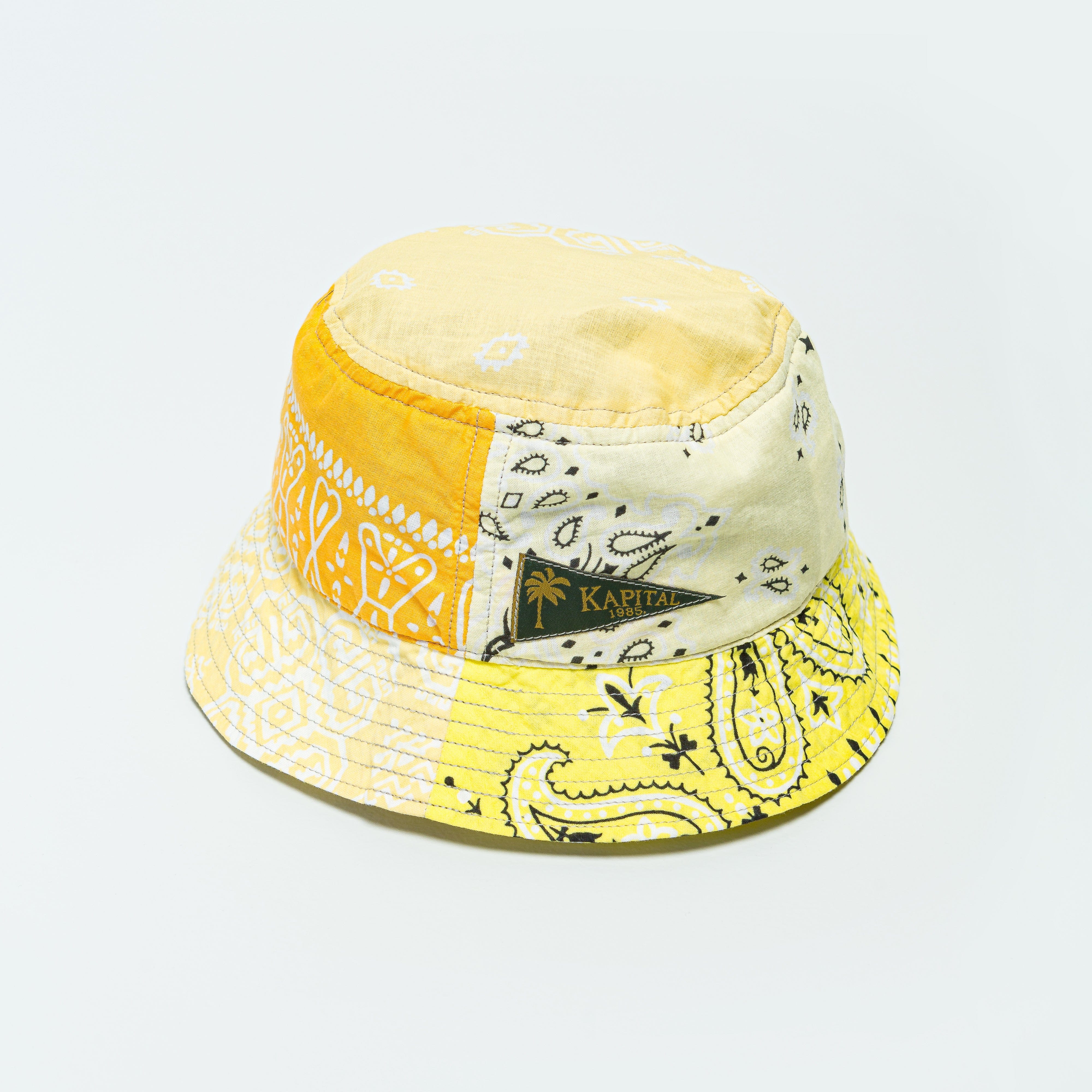 Kapital Bandana Patchwork BUCKET Hat (Short Brim) - Yellow