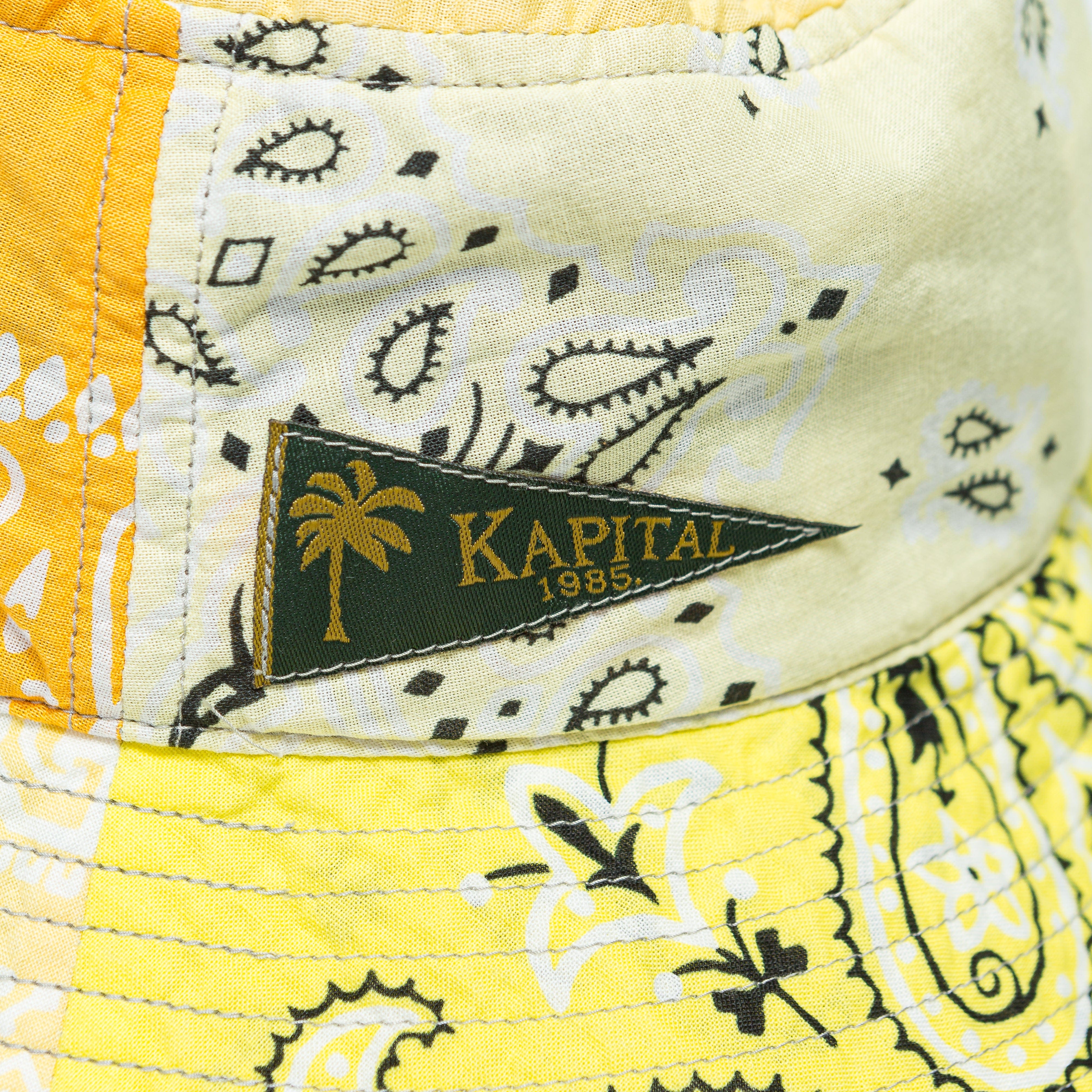 Kapital Bandana Patchwork BUCKET Hat (Short Brim) - Yellow