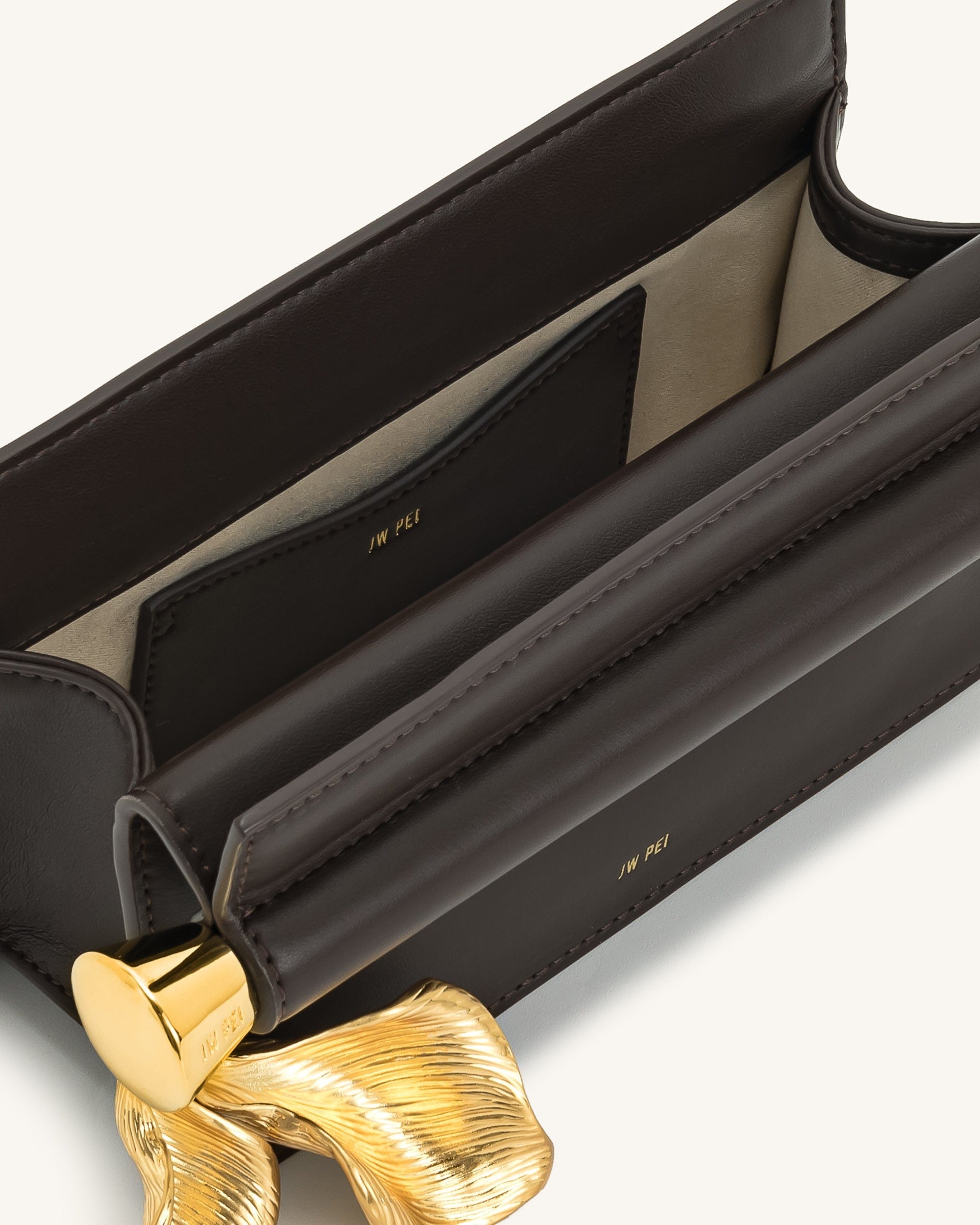 Jw Pei Holly Metal Pendant Embellished Clutch Dark Brown