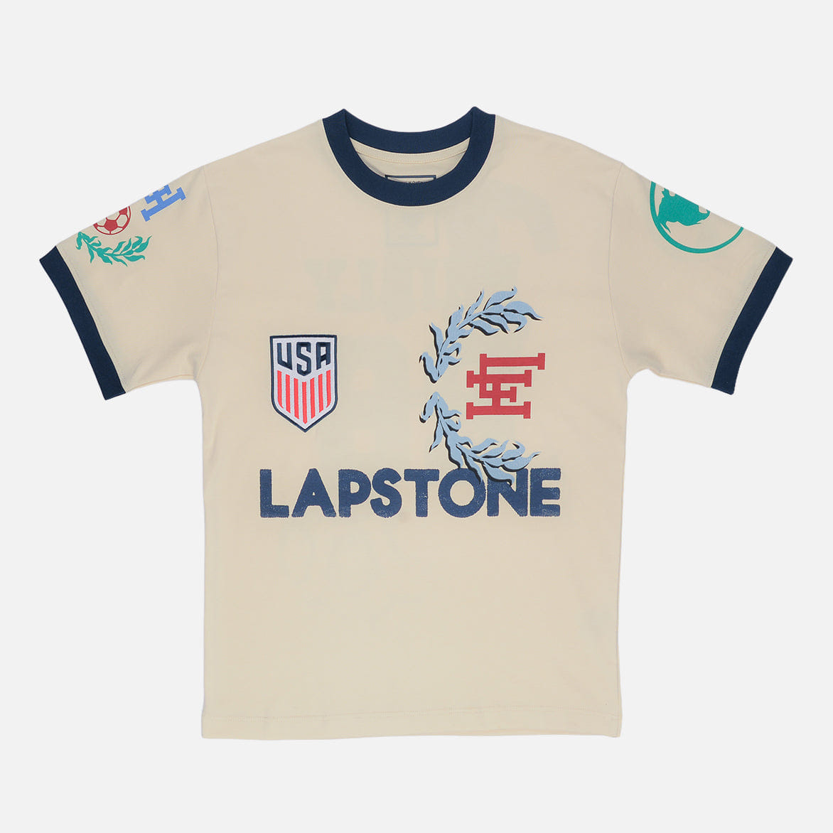 Lapstone & Hammer LAPSTONE x USMNT RINGER T-Shirt - CREAM / NAVY