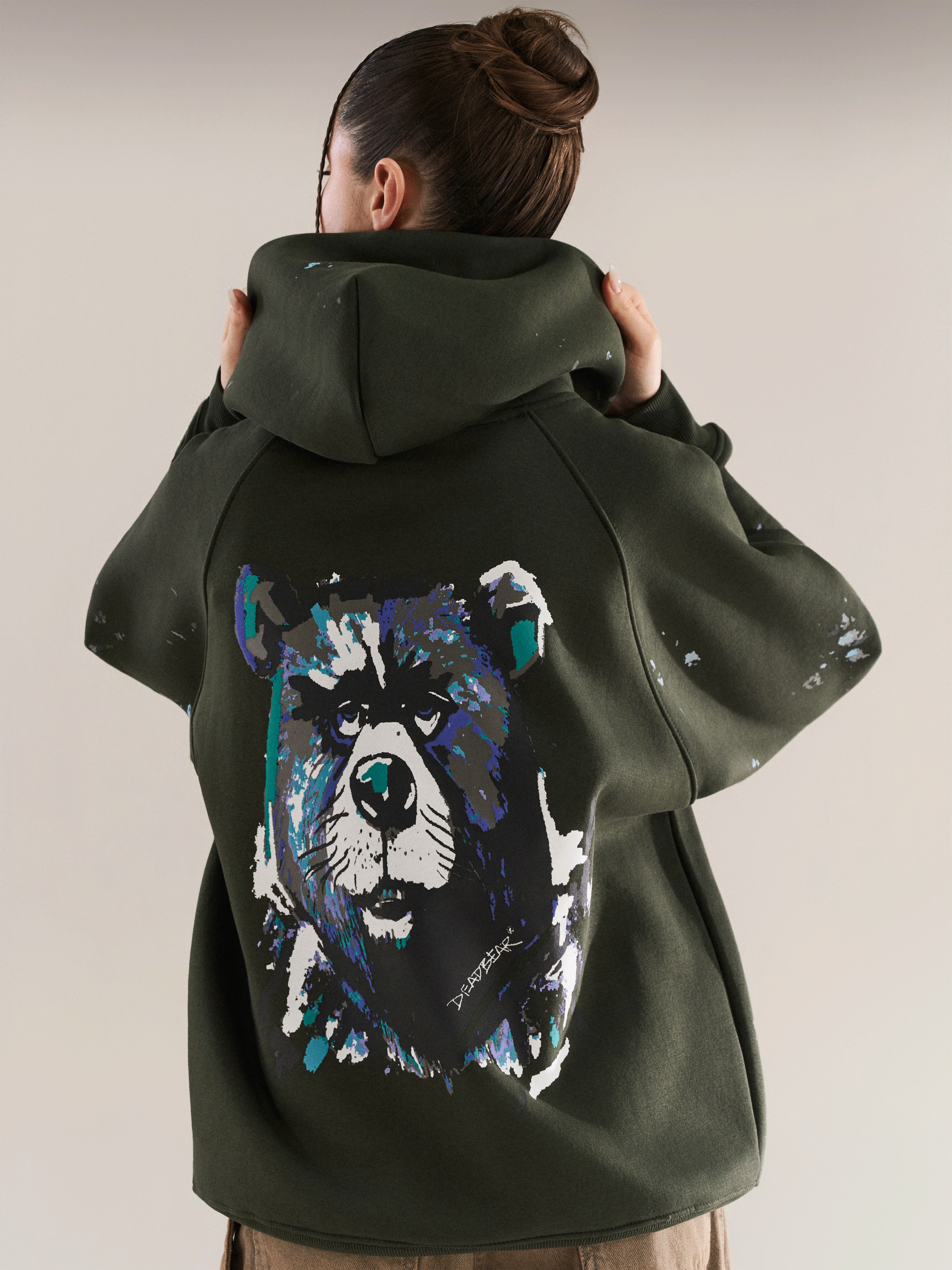 Deadbear Grumpy Bear Hoodie Olive