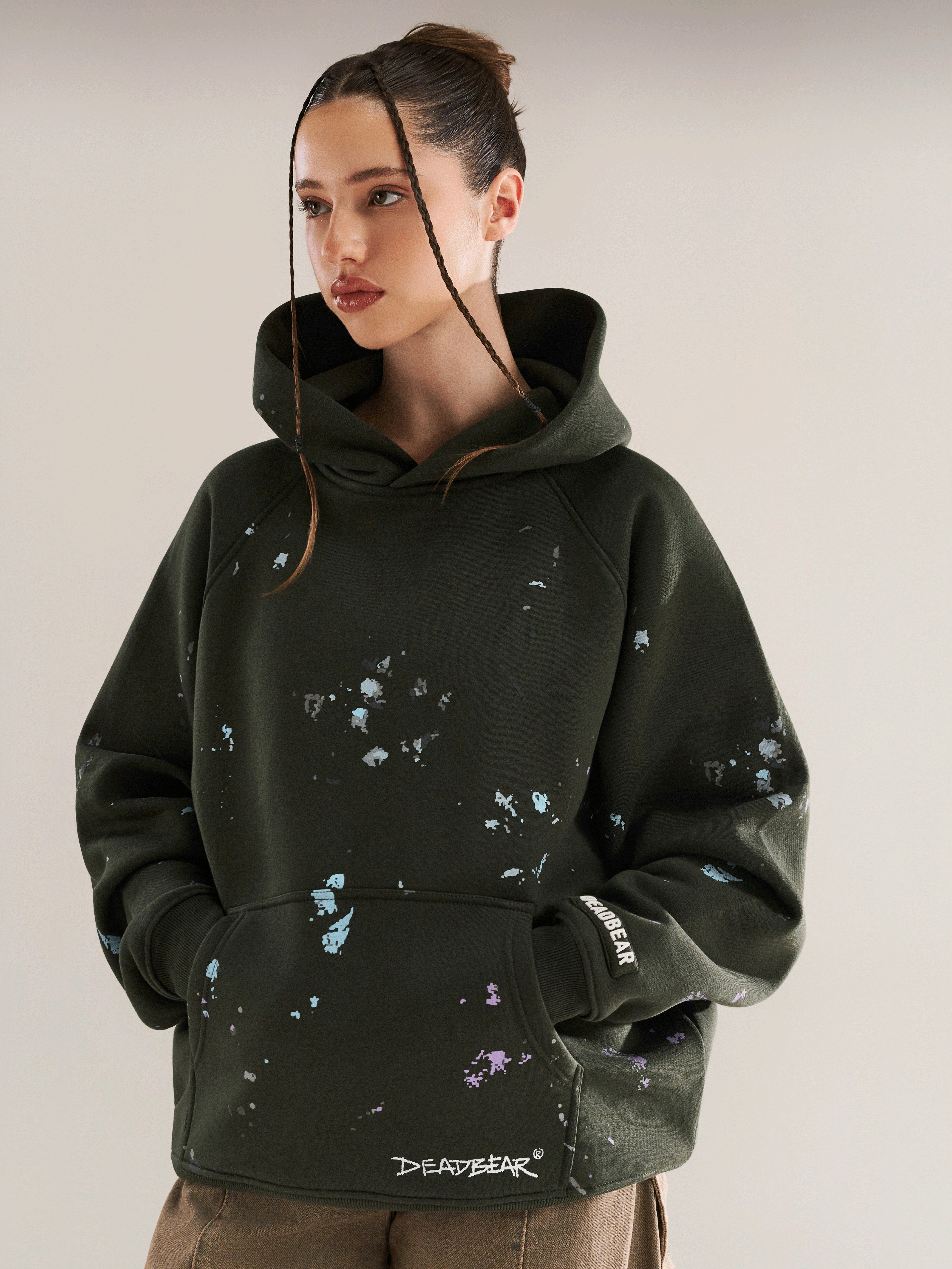 Deadbear Grumpy Bear Hoodie Olive