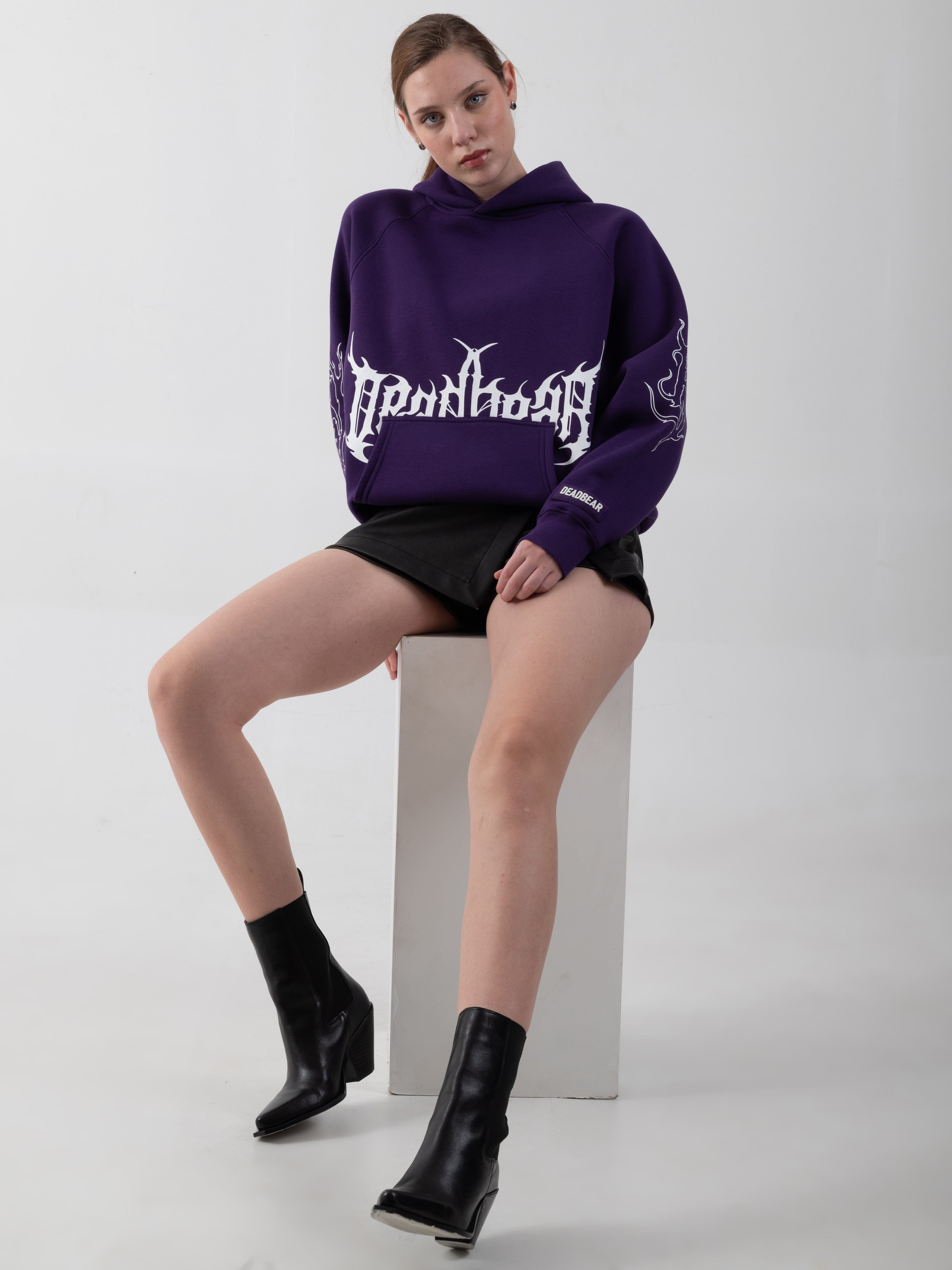 Deadbear Flames Hoodie Purple