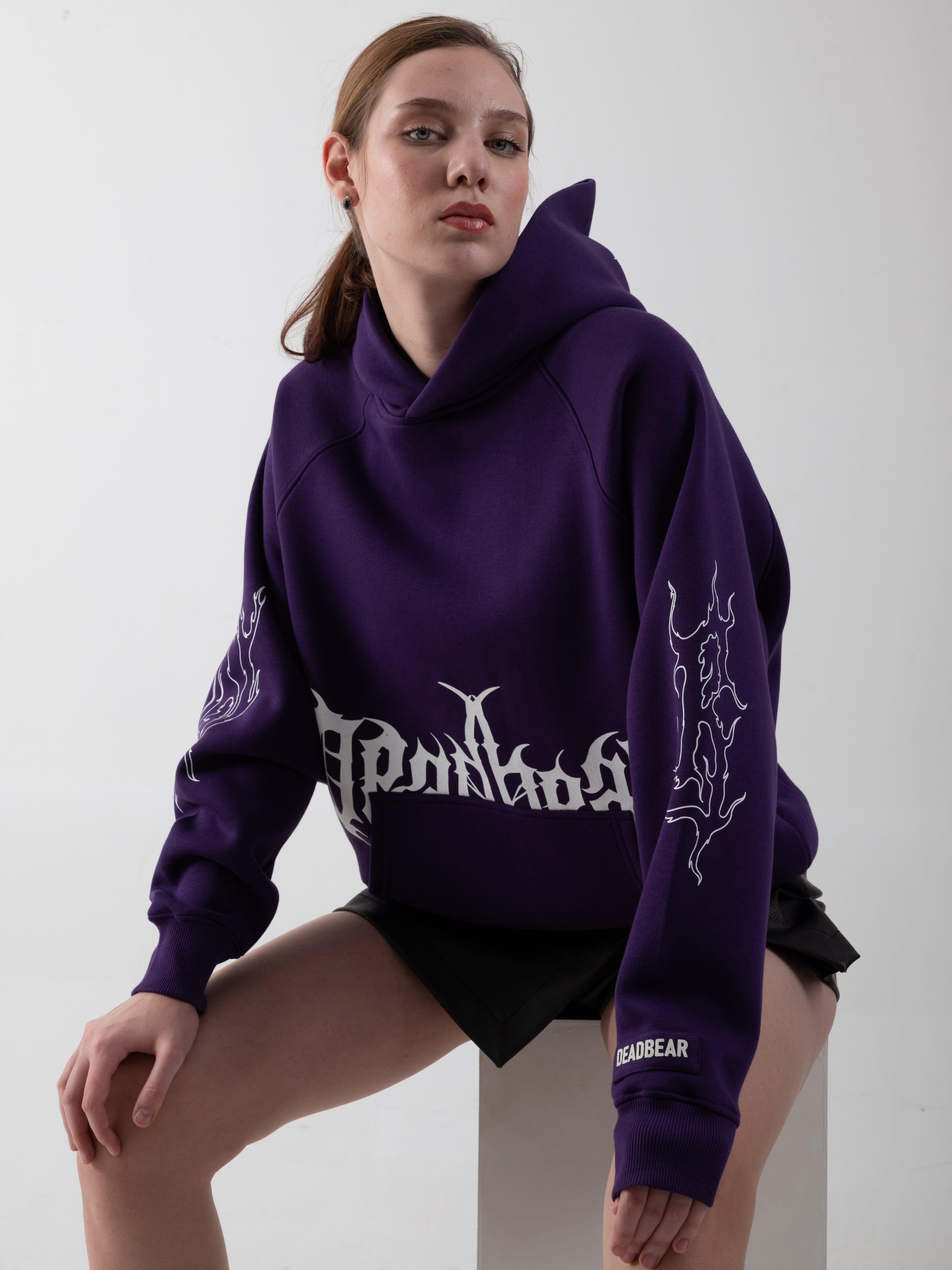 Deadbear Flames Hoodie Purple