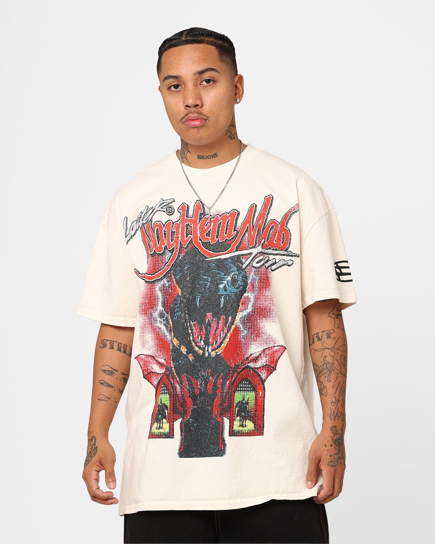 Loiter Mayhem Mob Vintage T - Shirt Off White