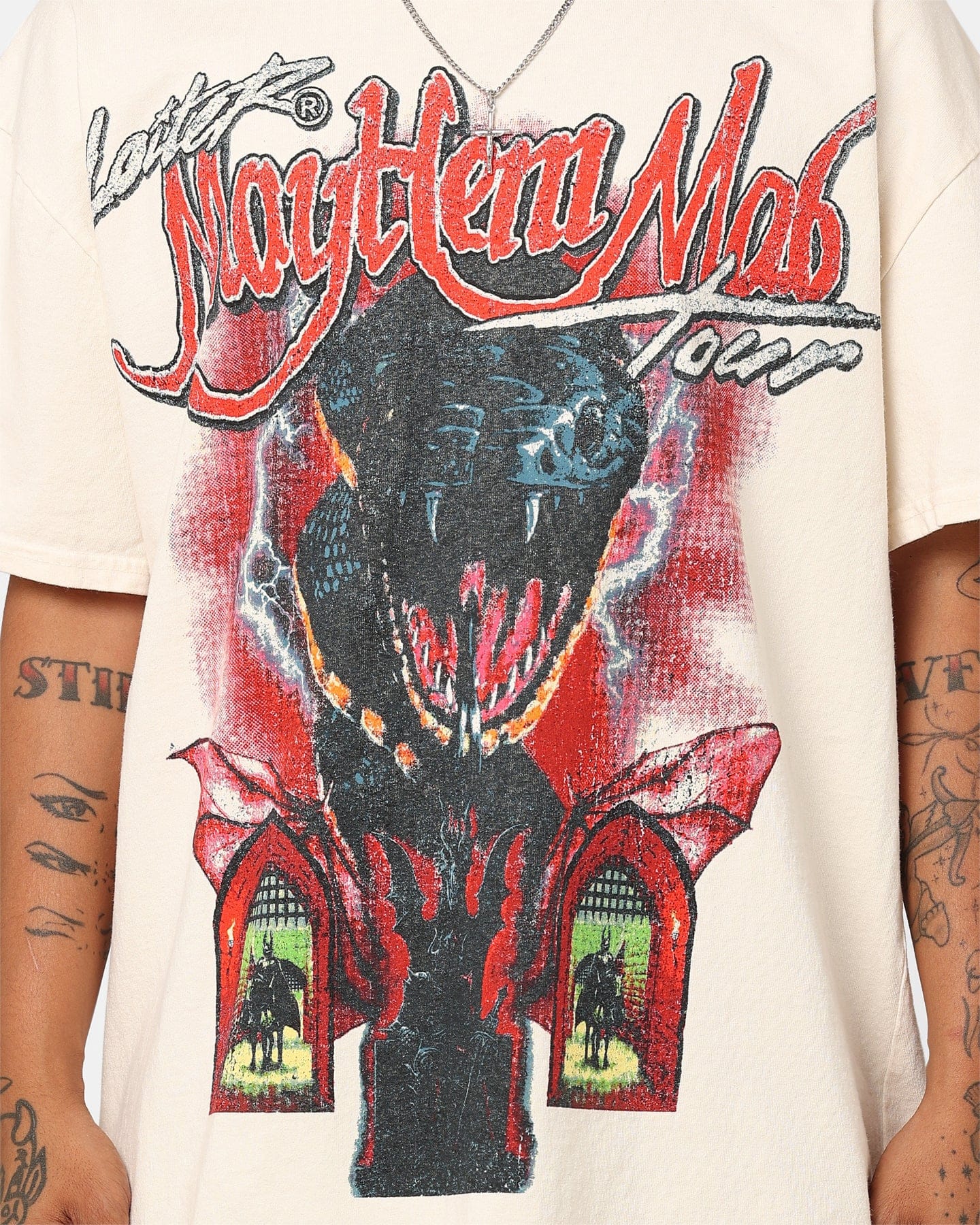 Loiter Mayhem Mob Vintage T - Shirt Off White