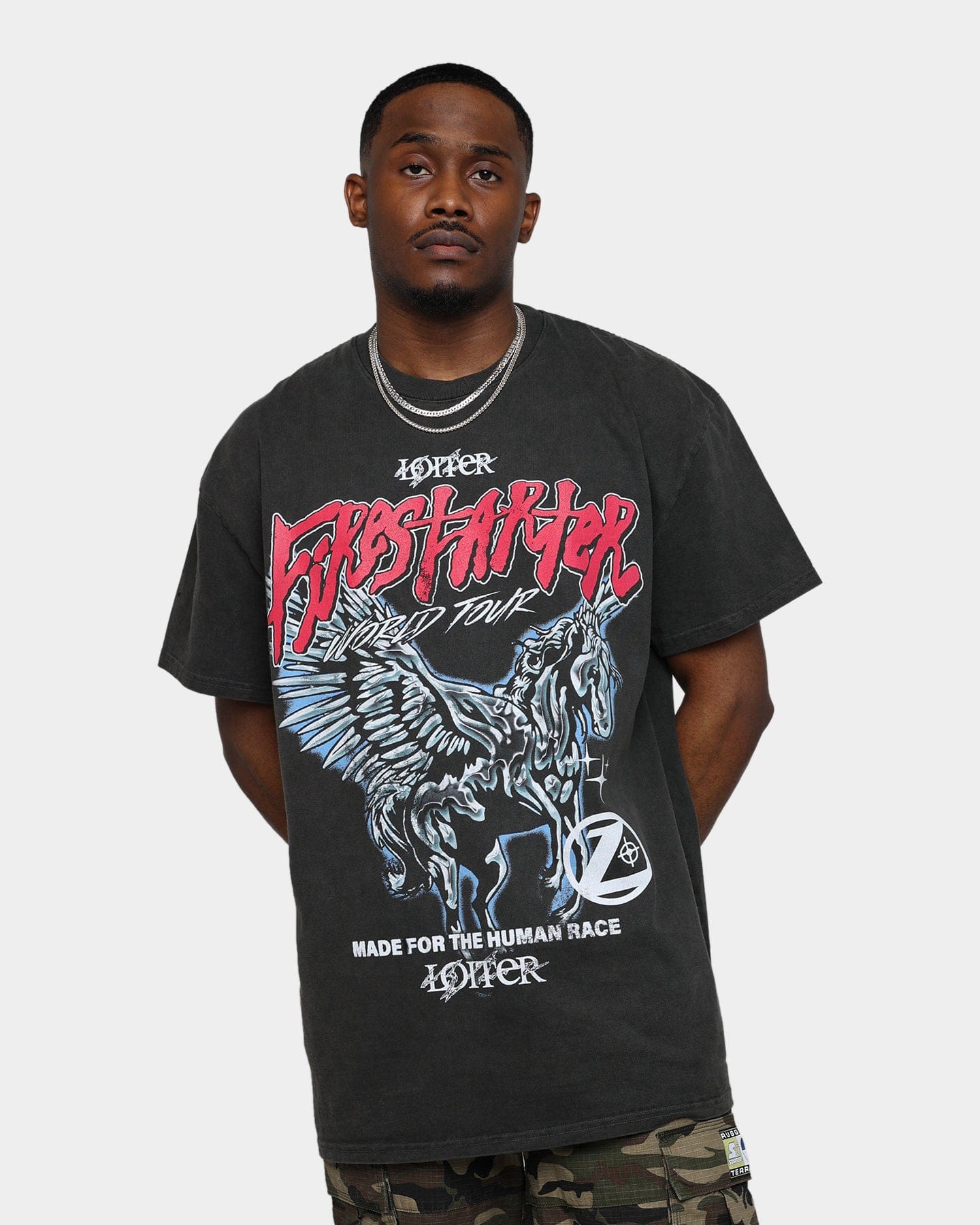 Loiter Firestarter Tour Ultra Premium Vintage T - Shirt Black Wash