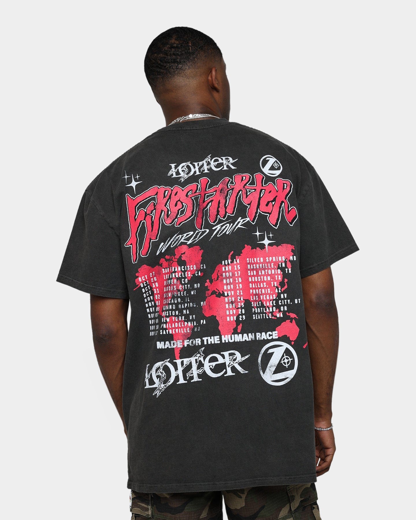 Loiter Firestarter Tour Ultra Premium Vintage T - Shirt Black Wash