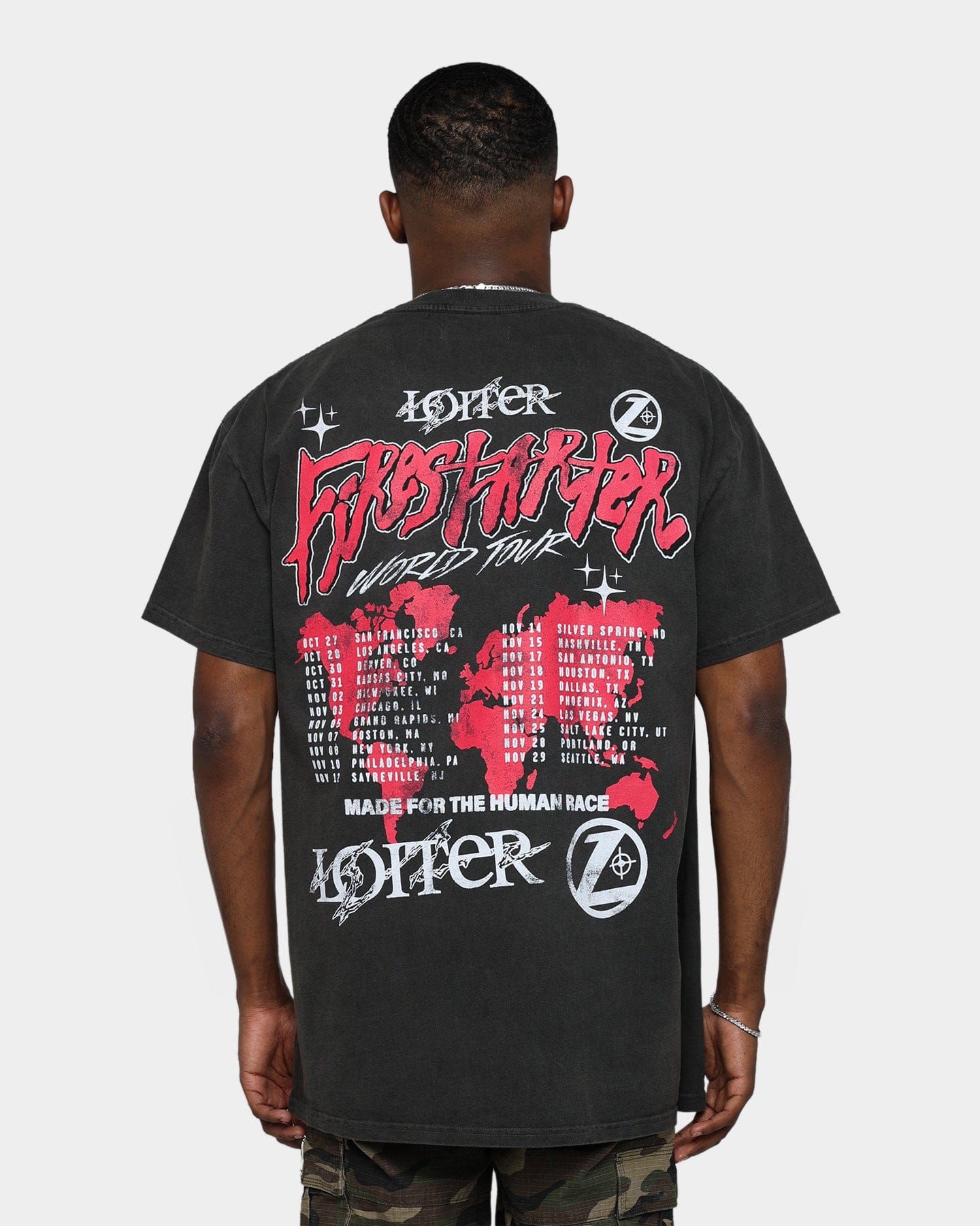 Loiter Firestarter Tour Ultra Premium Vintage T - Shirt Black Wash