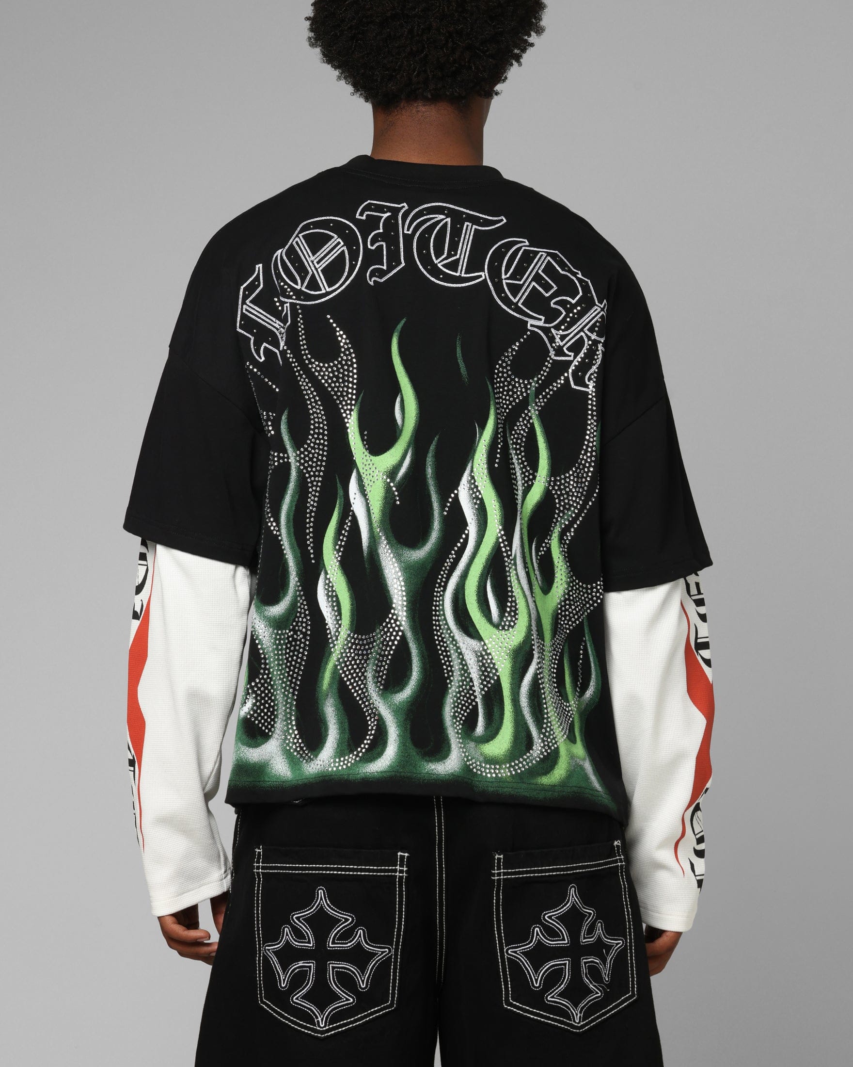 Loiter Inferno Layered Long Sleeve T - Shirt Black