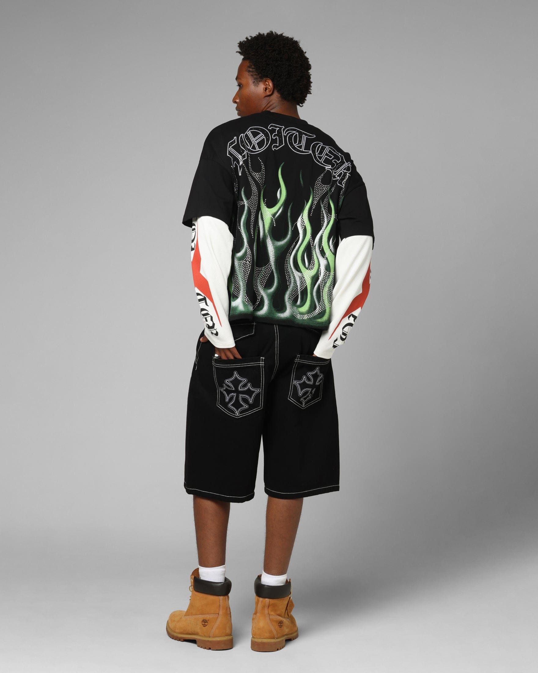 Loiter Inferno Layered Long Sleeve T - Shirt Black