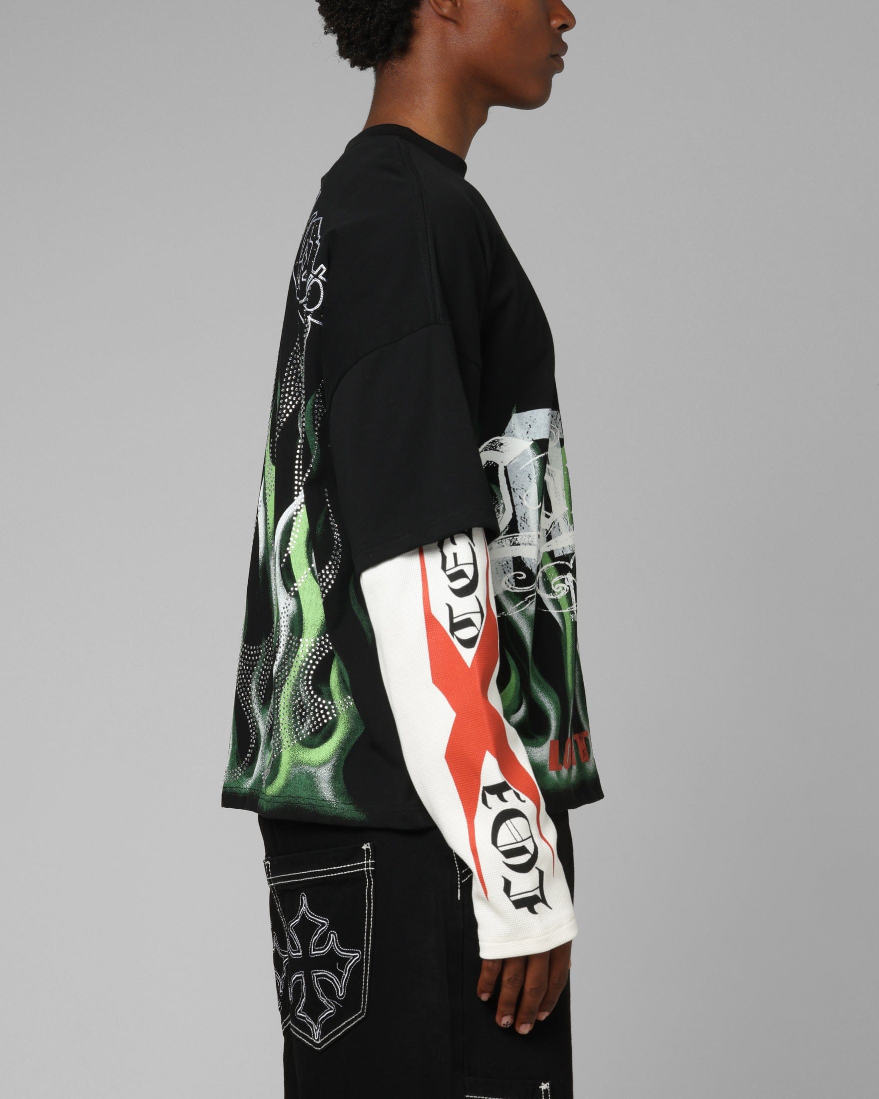 Loiter Inferno Layered Long Sleeve T - Shirt Black