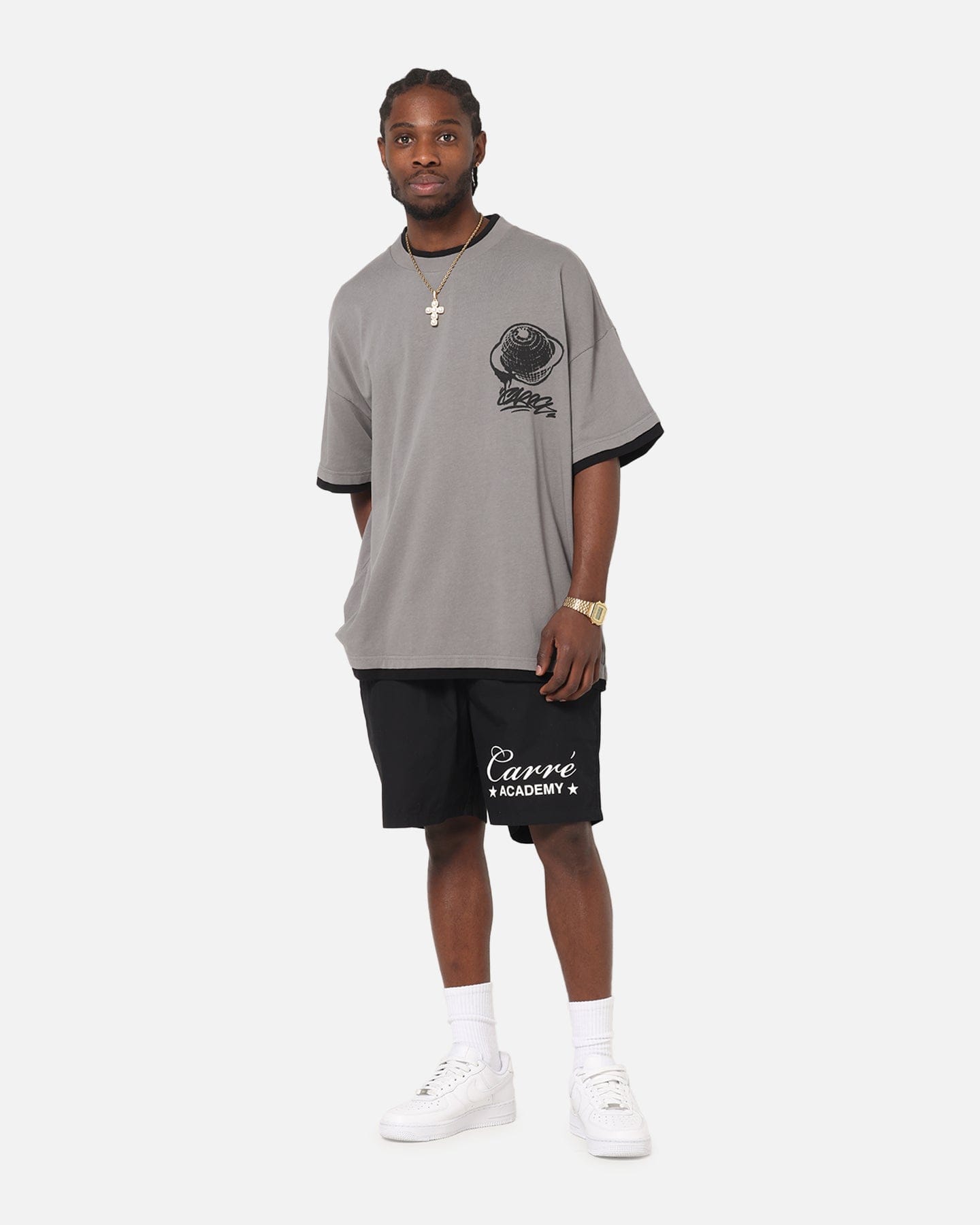 Carre Worldwide Layered T - Shirt Grey/Black