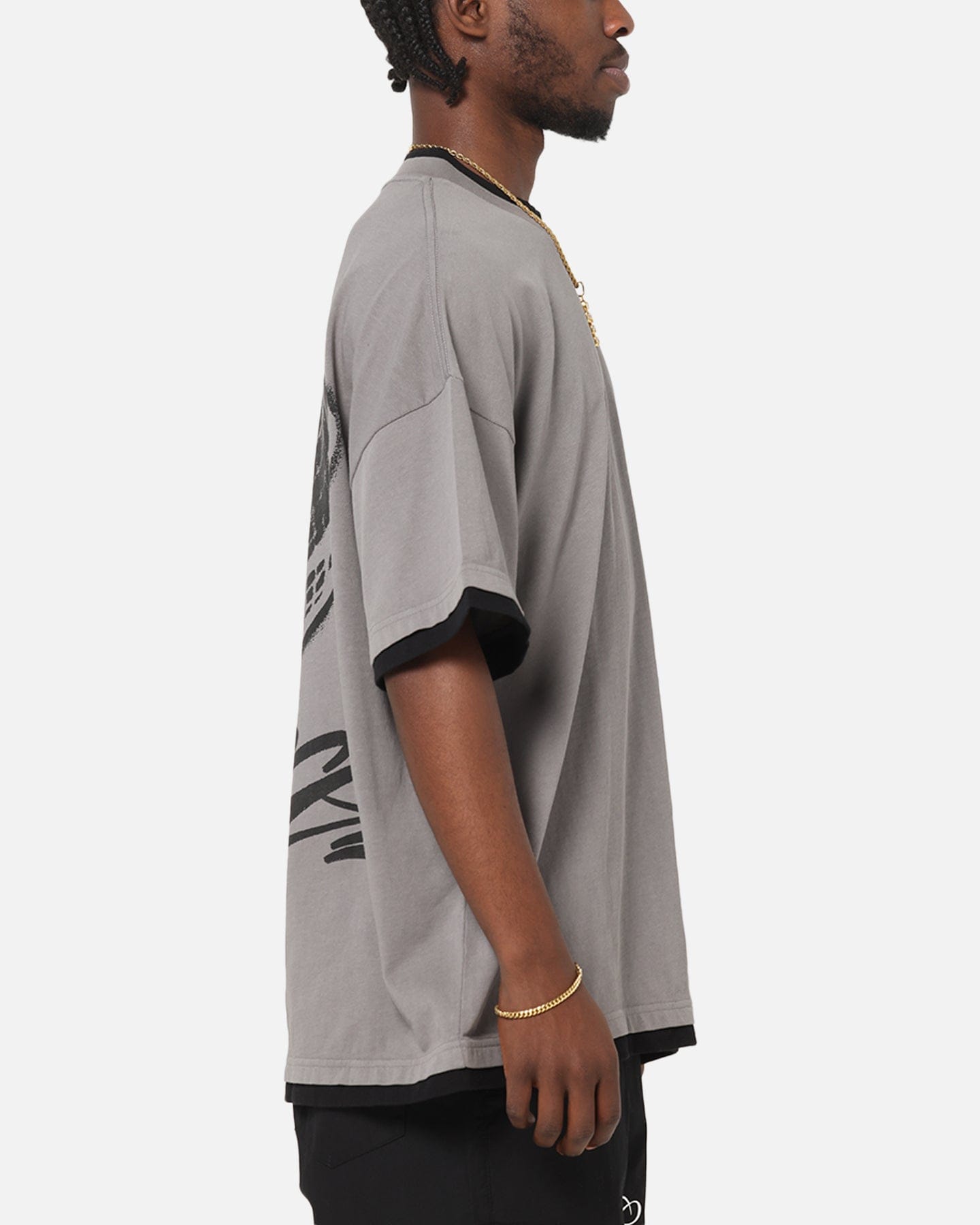 Carre Worldwide Layered T - Shirt Grey/Black