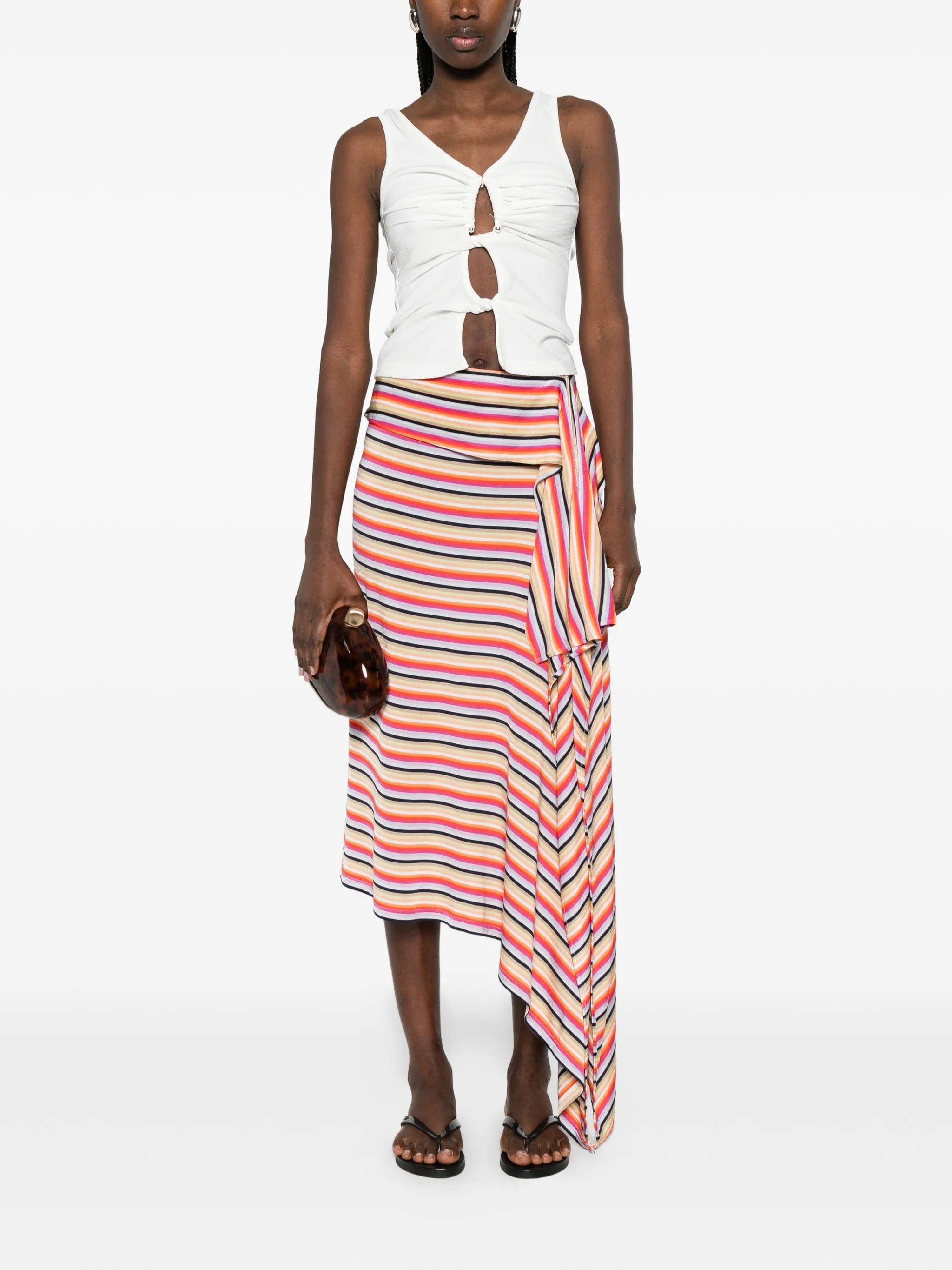 Christopher Esber Calypso striped astmmetric skirt