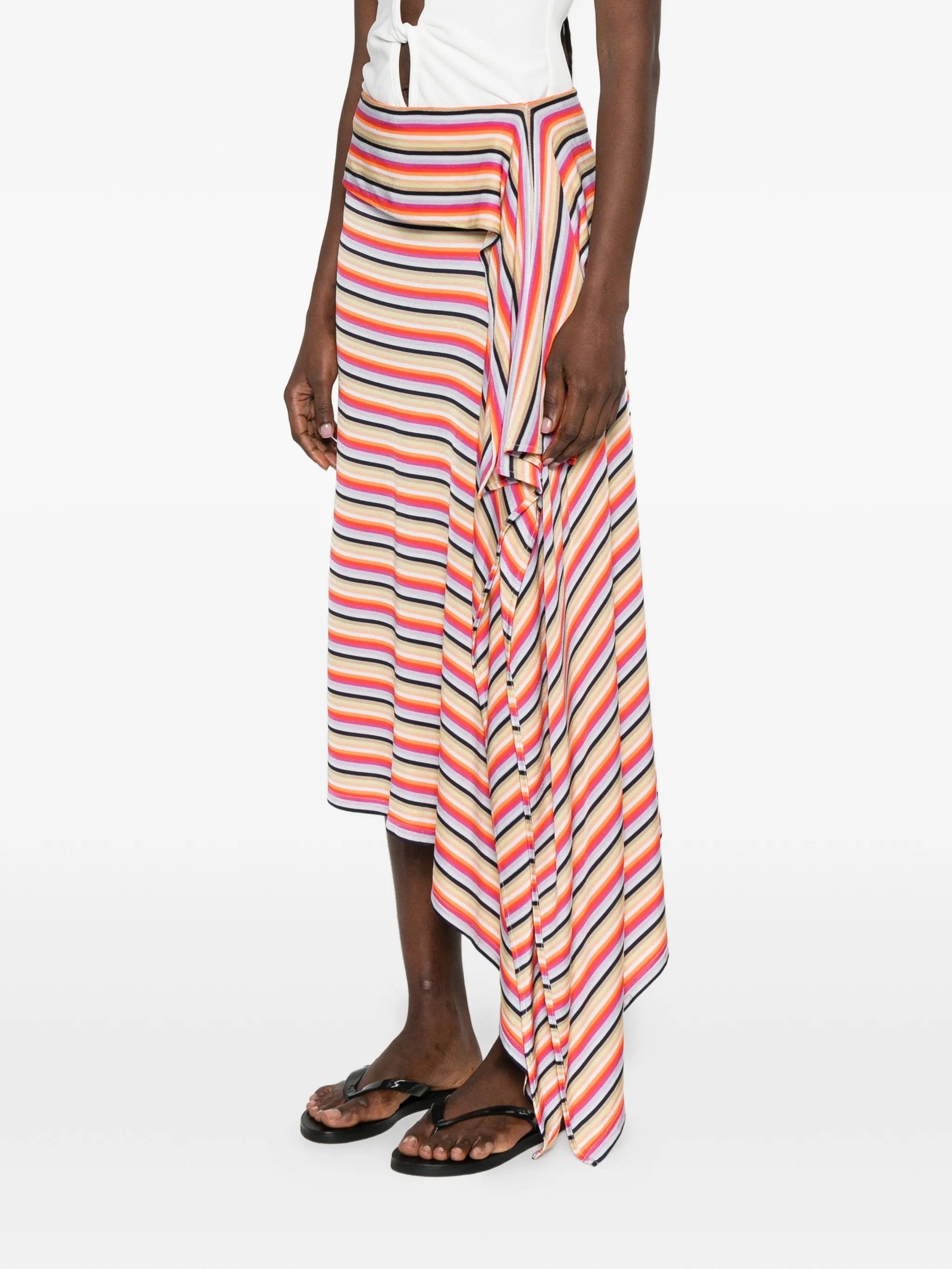 Christopher Esber Calypso striped astmmetric skirt