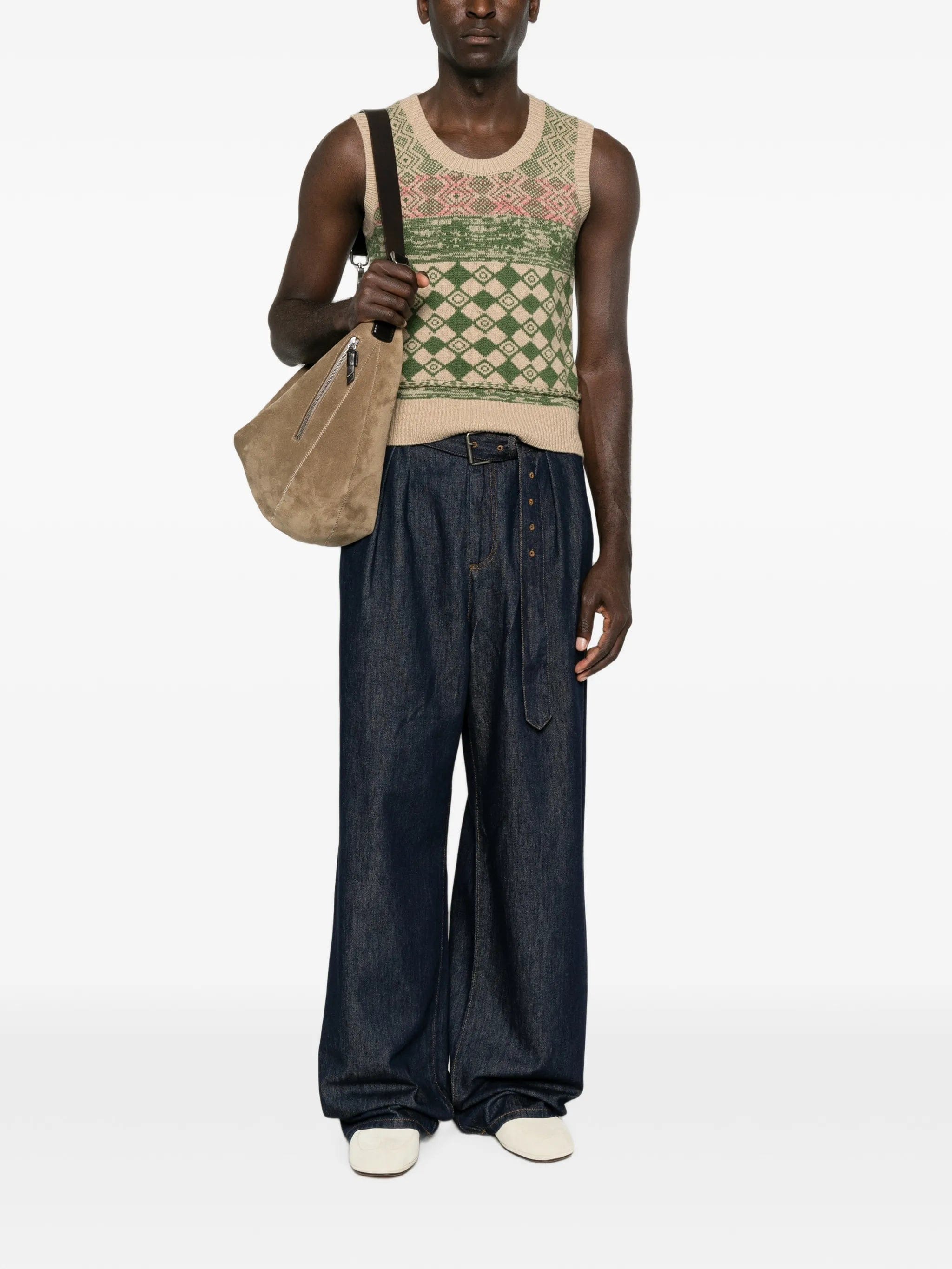Dries Van Noten diamond - intarsia wool vest