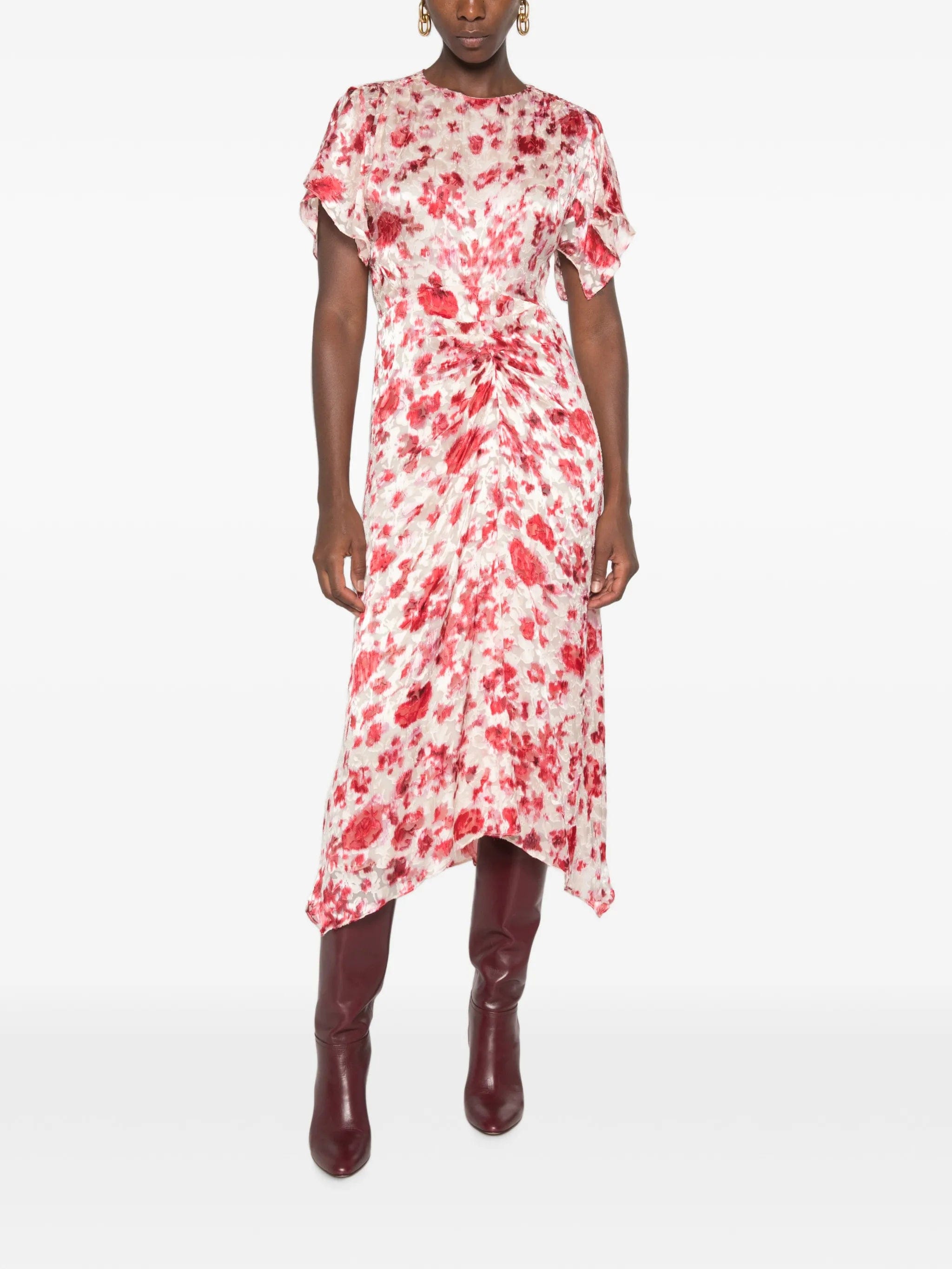 Isabel Marant Herva floral - print ruched asymmetric midi dress