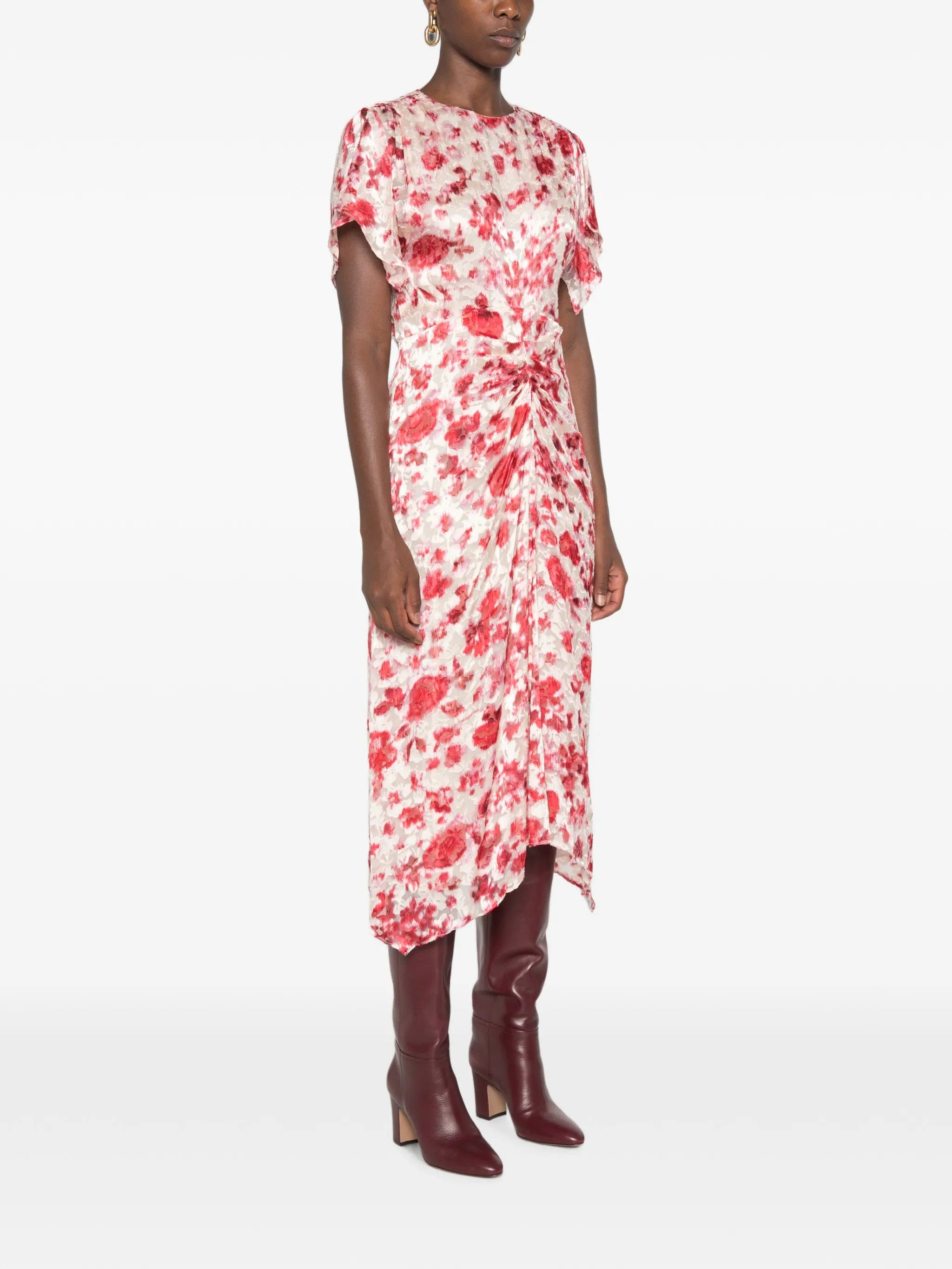 Isabel Marant Herva floral - print ruched asymmetric midi dress