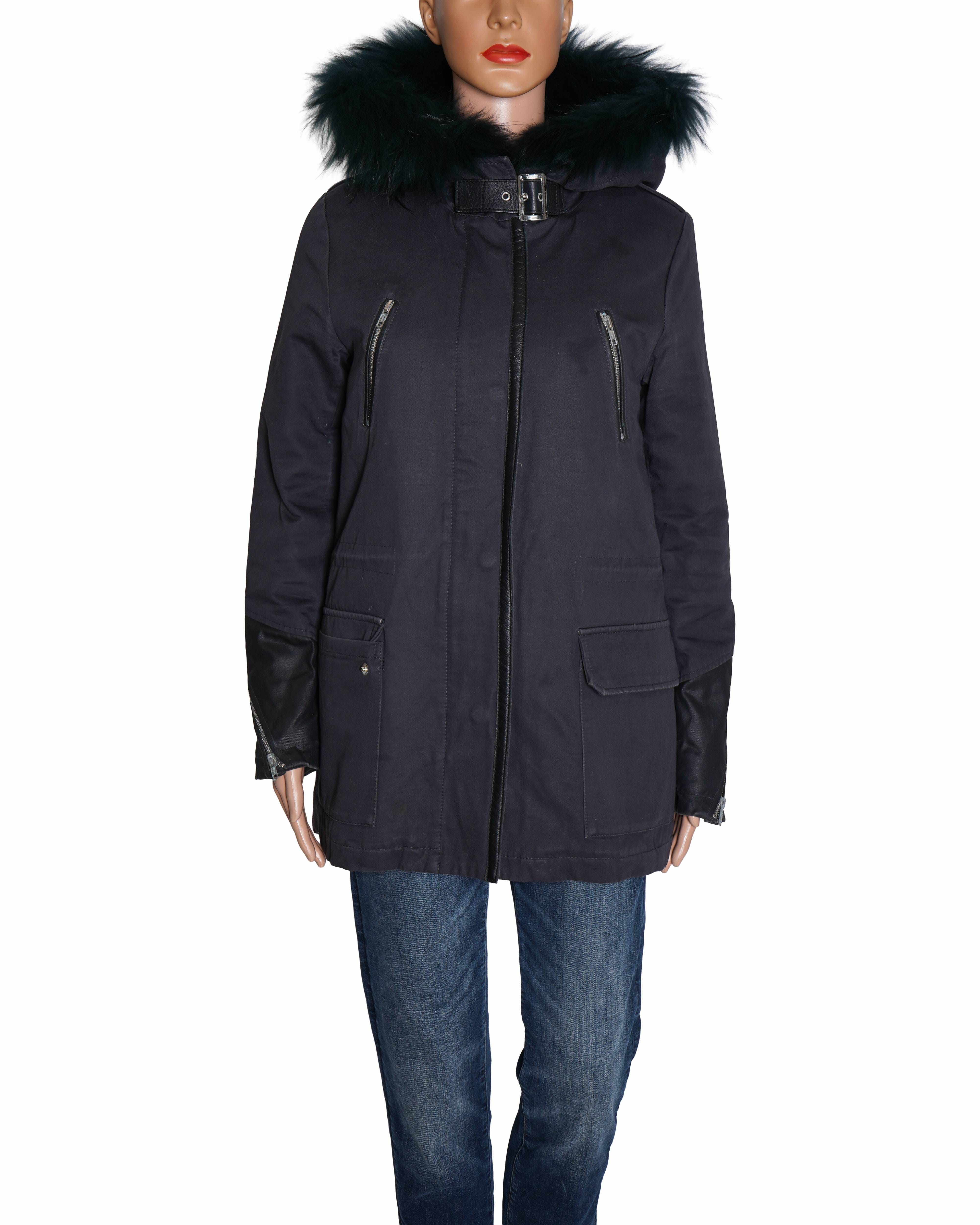 Maje Fur - Trim Hooded Parka Jacket