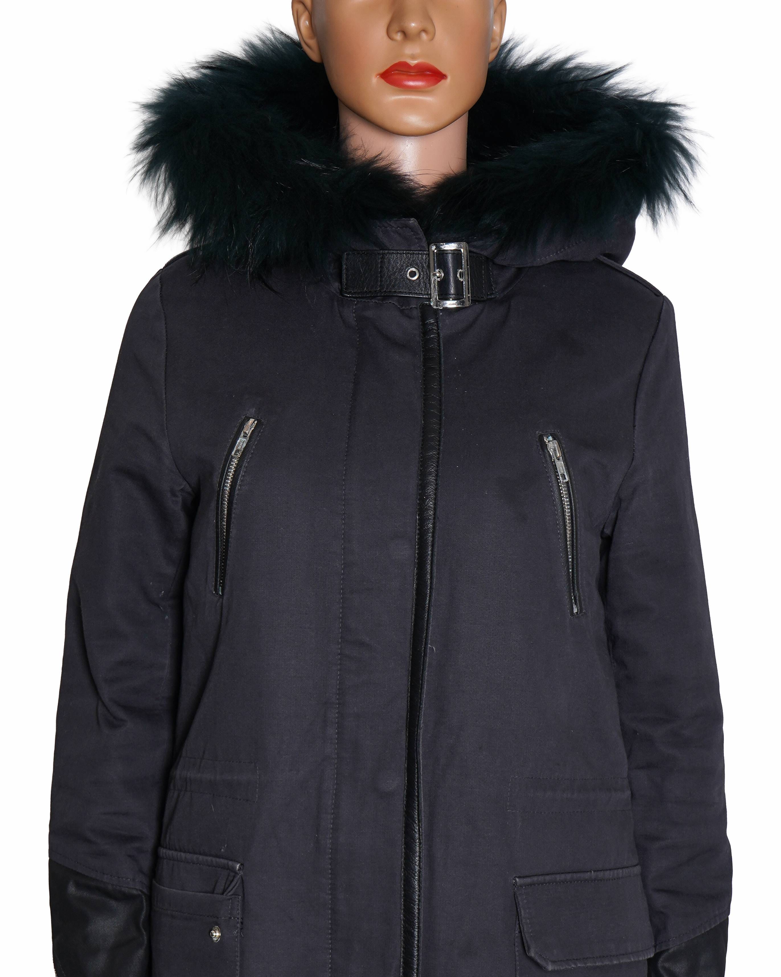 Maje Fur - Trim Hooded Parka Jacket