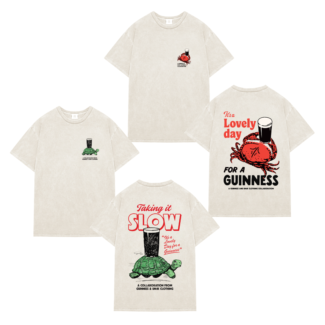 Guinness x UN:IK Crab and Tortoise Vintage Washed T-Shirt Twinpack - Sand