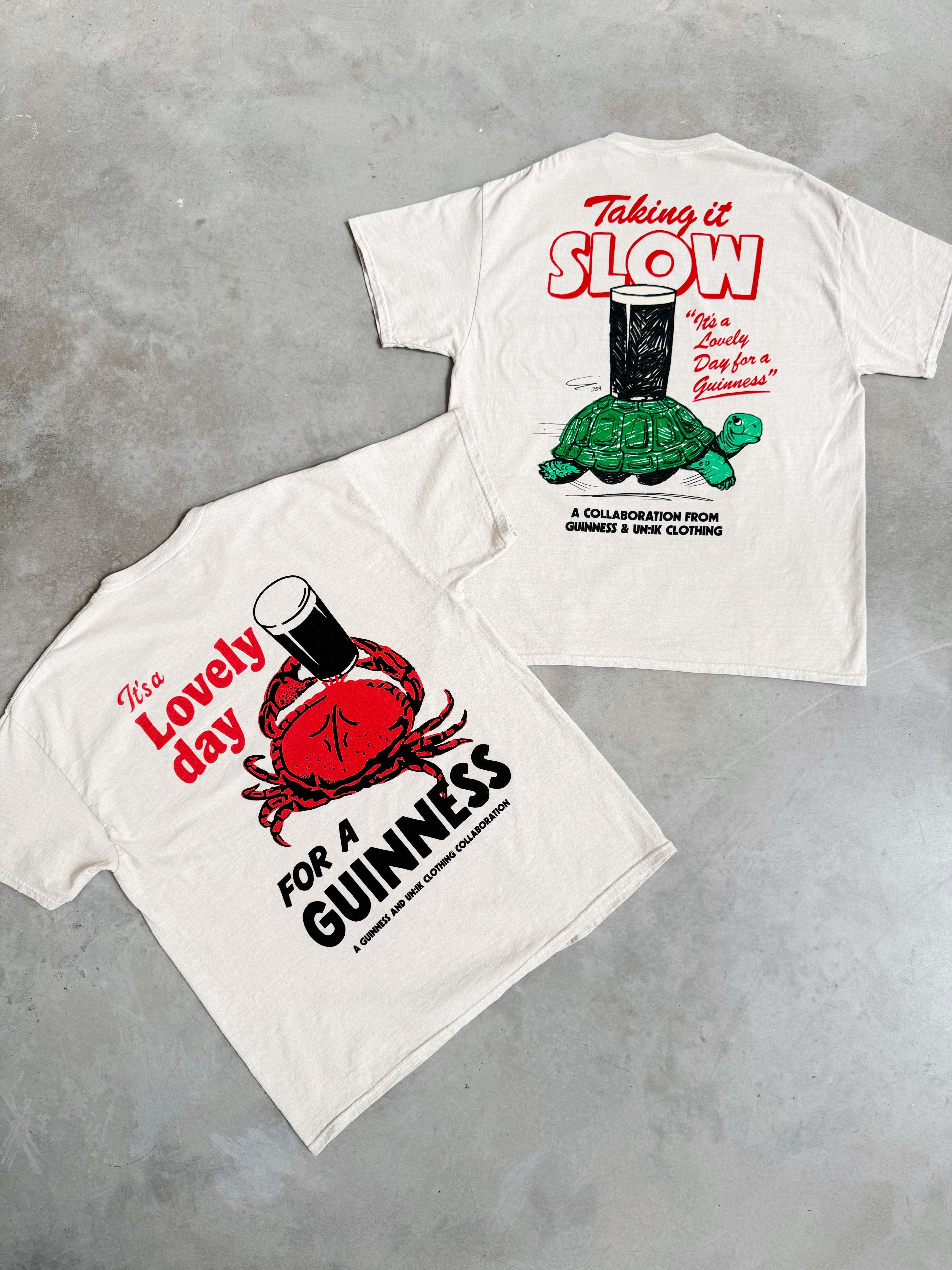 Guinness x UN:IK Crab and Tortoise Vintage Washed T-Shirt Twinpack - Sand