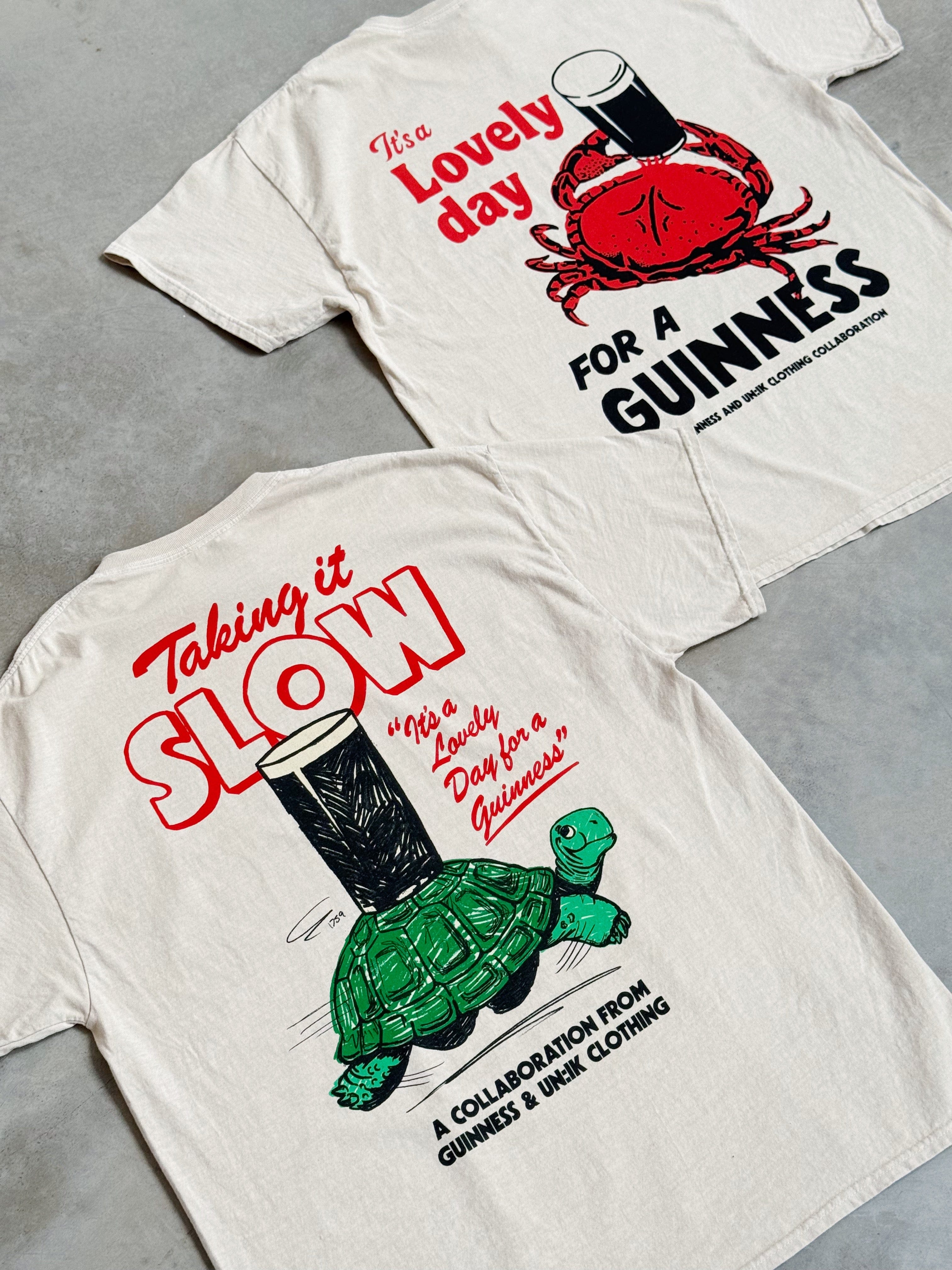 Guinness x UN:IK Crab and Tortoise Vintage Washed T-Shirt Twinpack - Sand