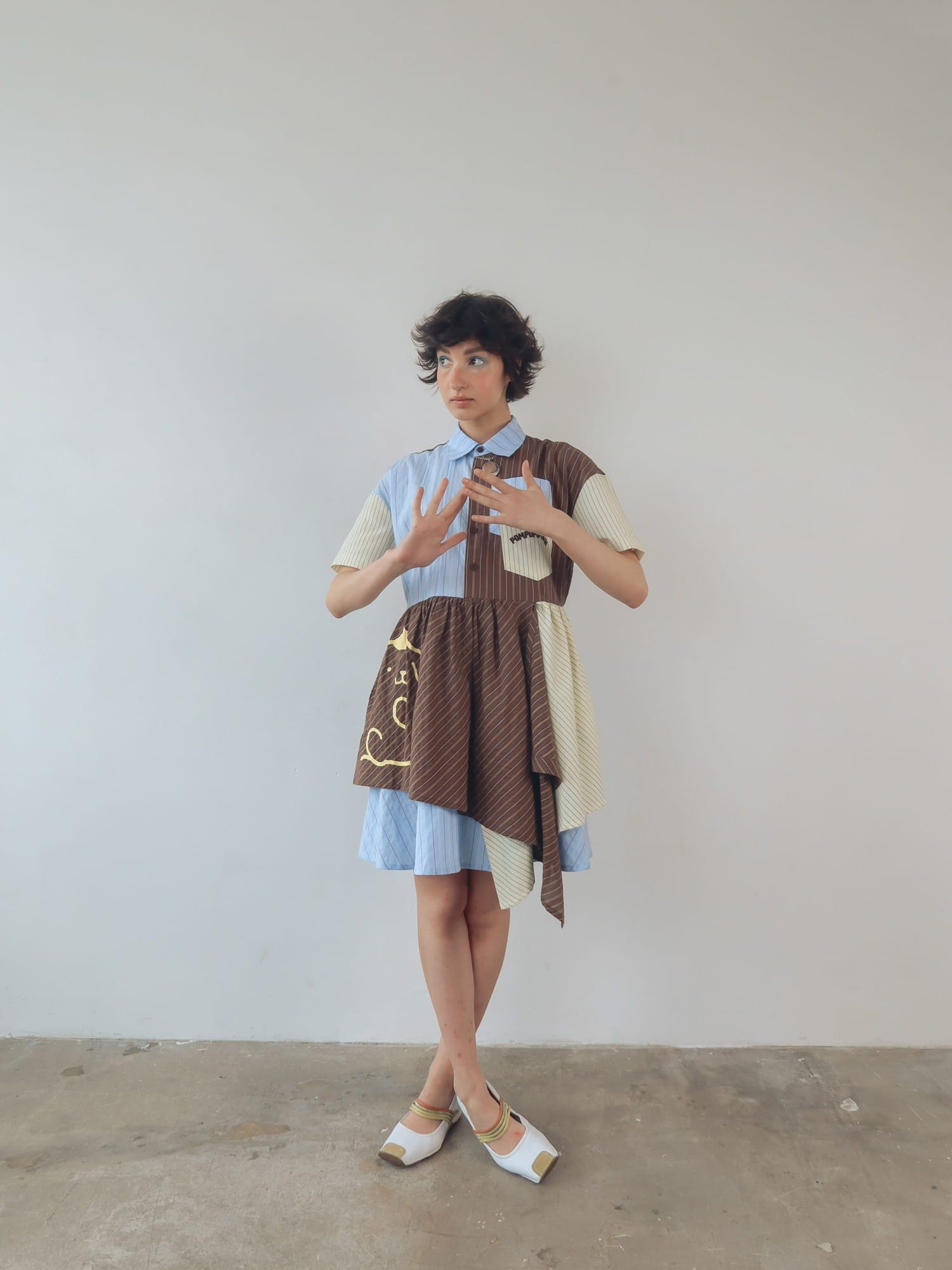 Lazy Oaf Pompompurin Mixed Stripe Shirt Dress