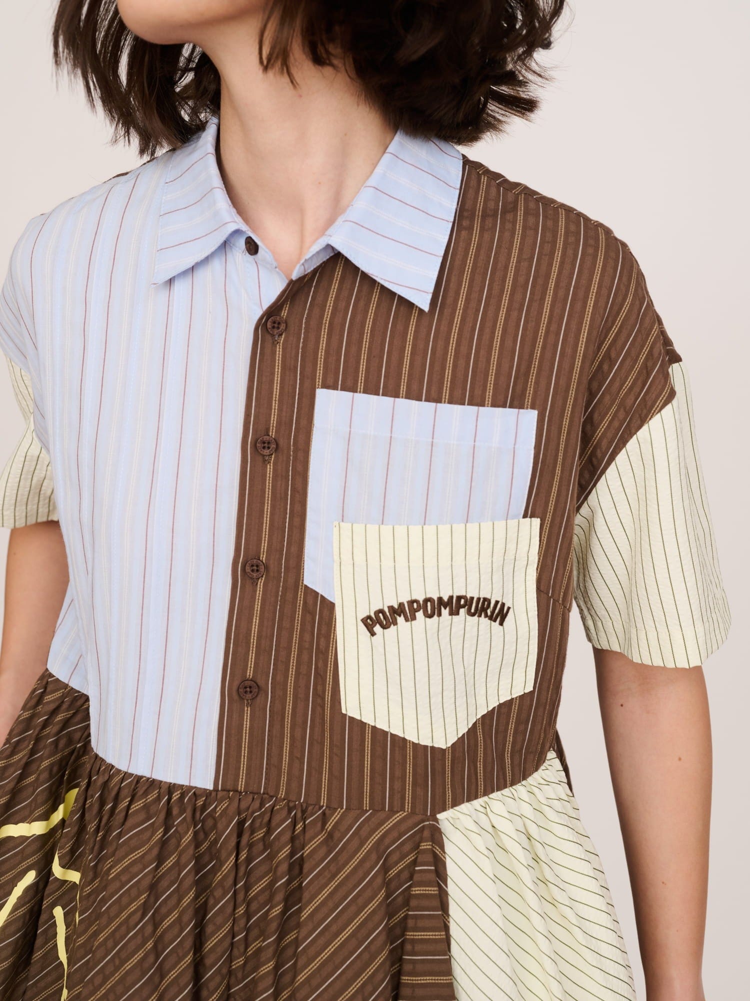 Lazy Oaf Pompompurin Mixed Stripe Shirt Dress
