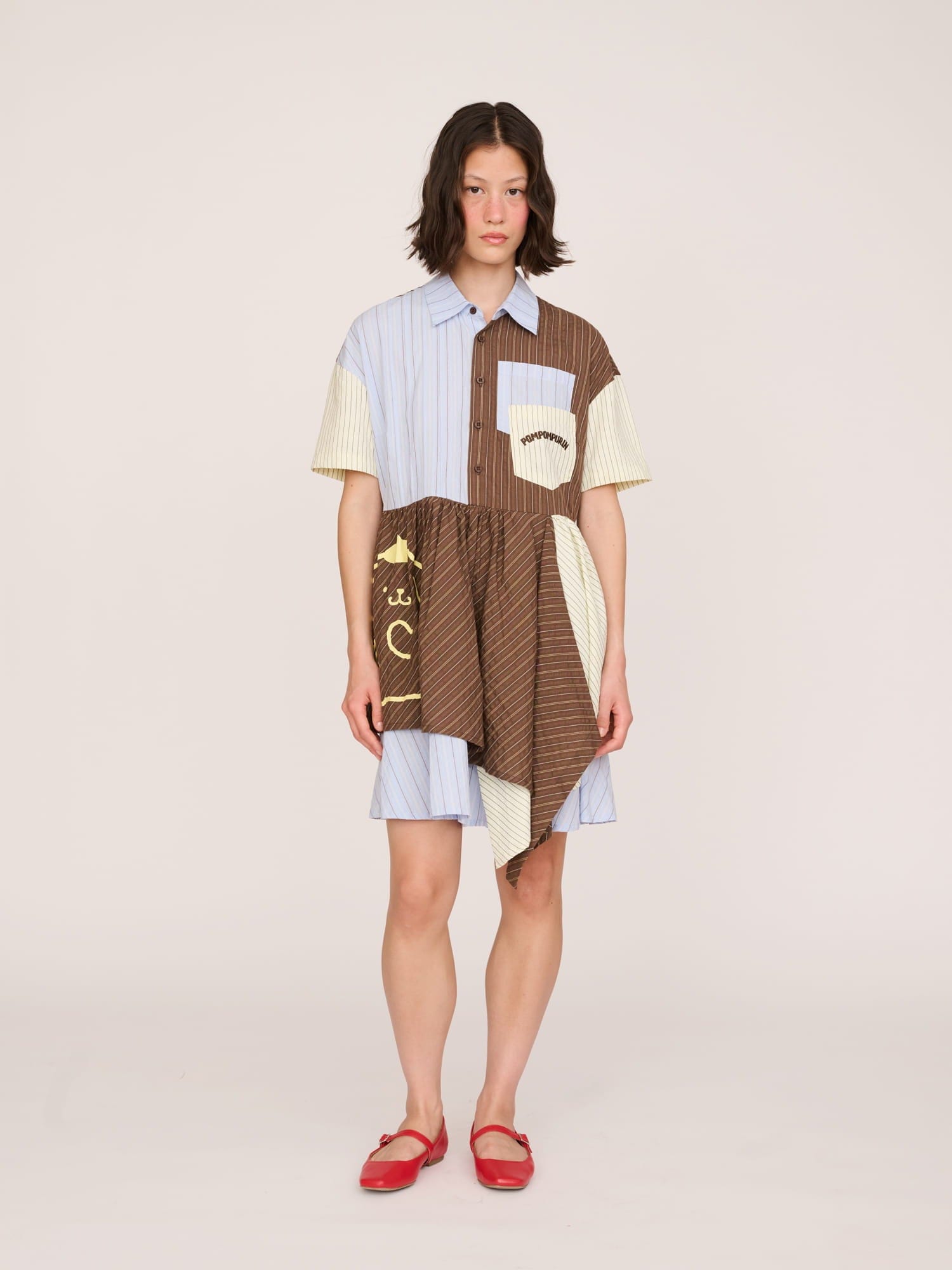 Lazy Oaf Pompompurin Mixed Stripe Shirt Dress