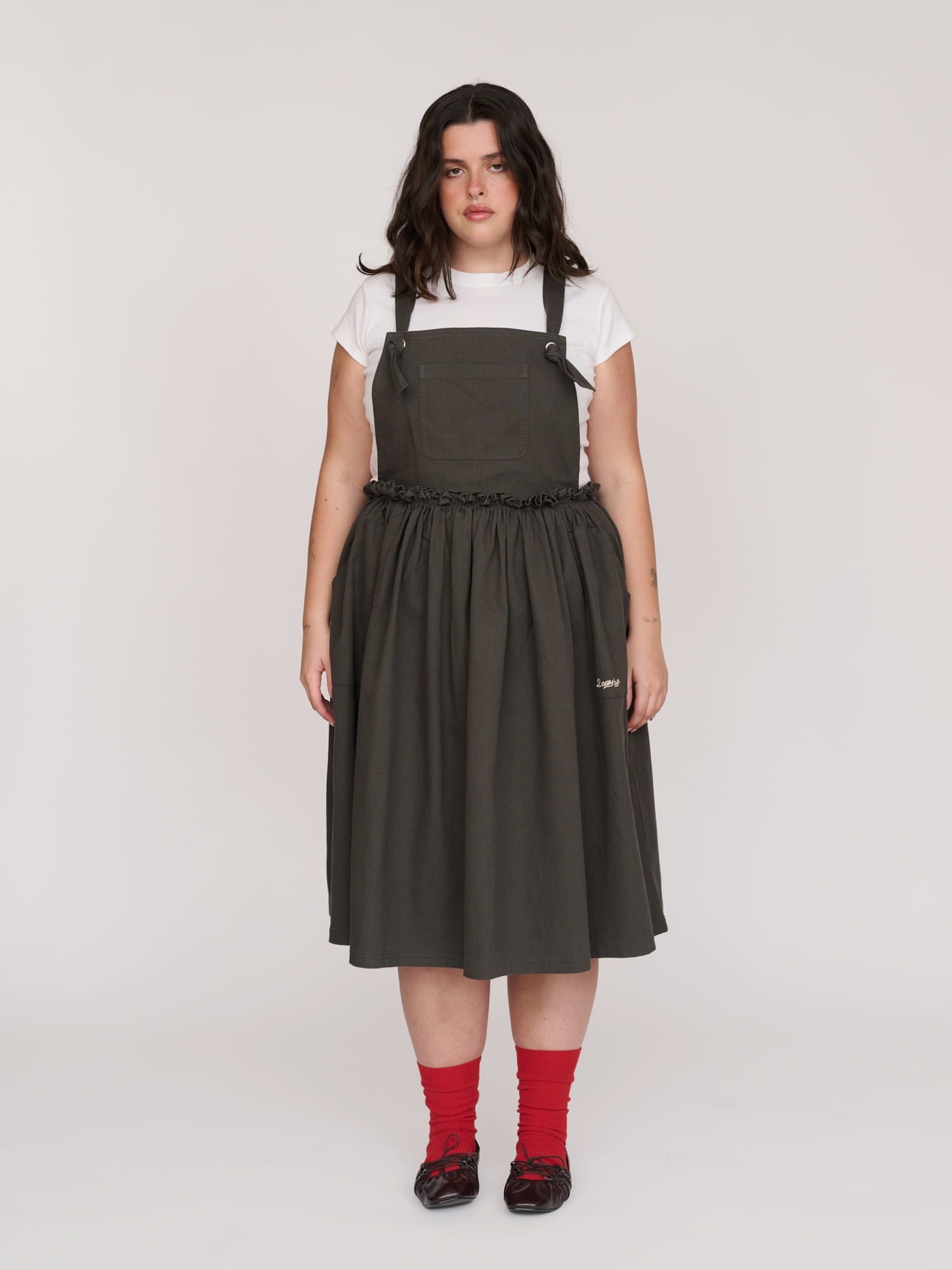 Lazy Oaf Charcoal Pinafore Dress
