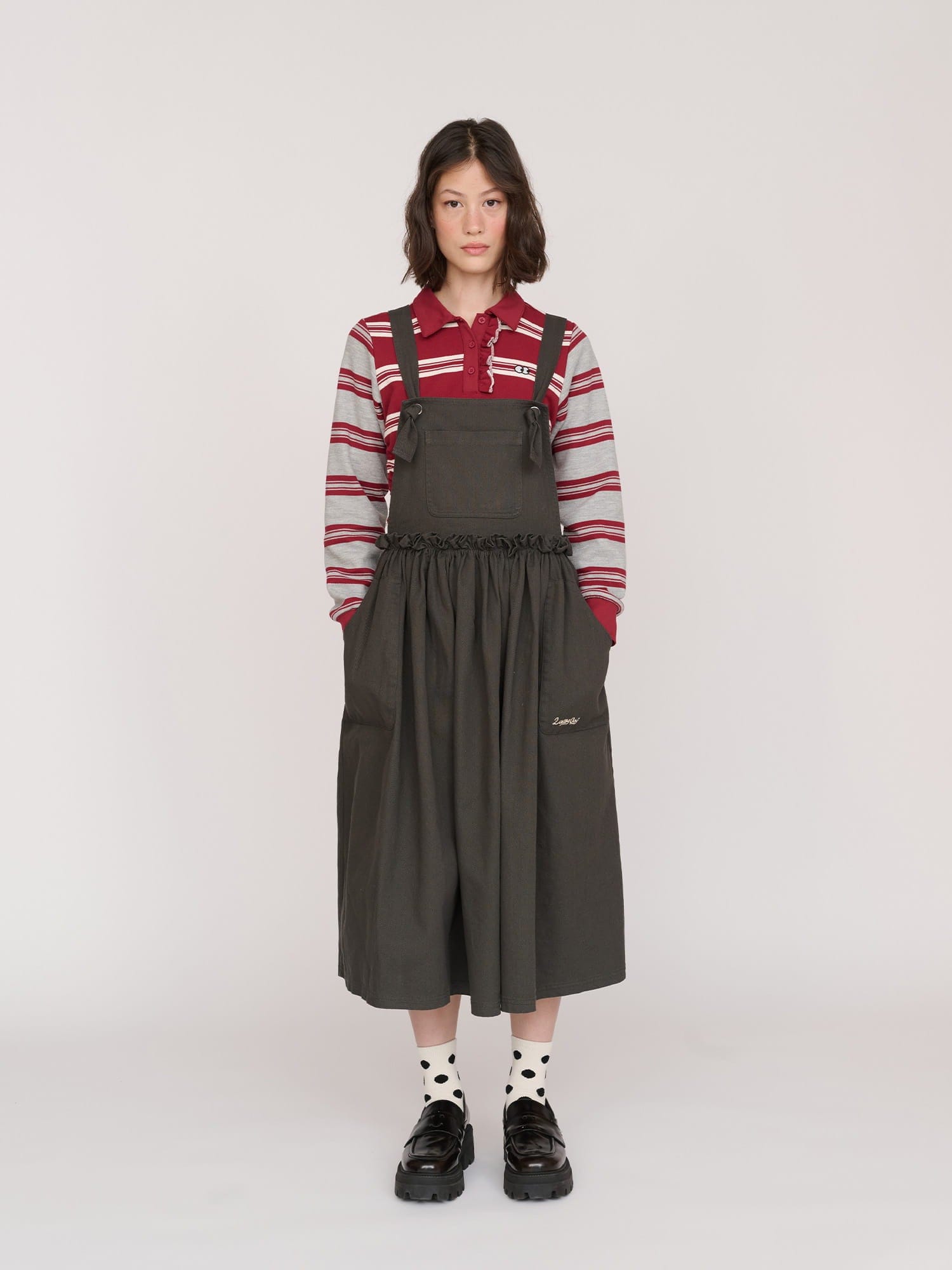 Lazy Oaf Charcoal Pinafore Dress