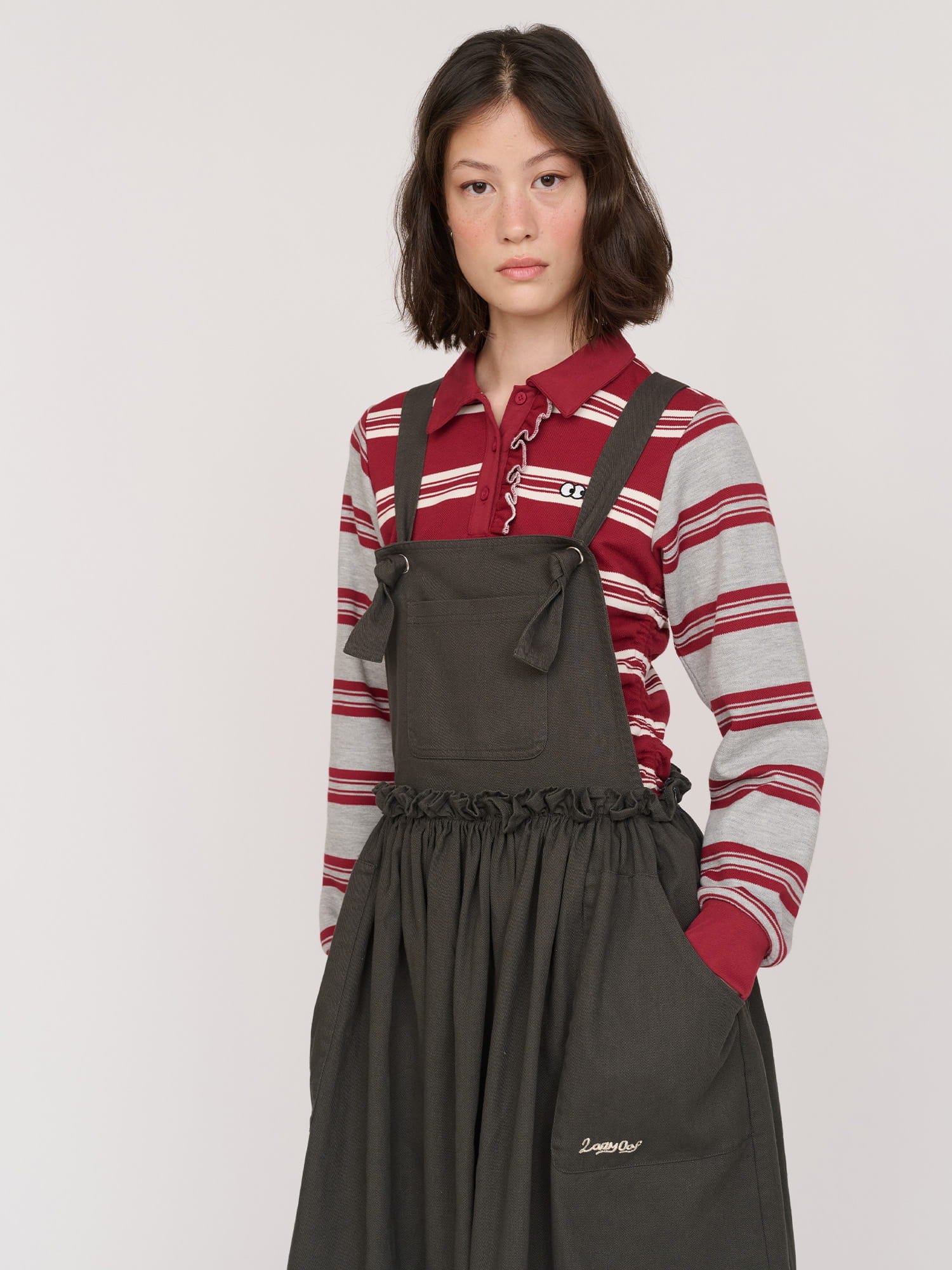 Lazy Oaf Charcoal Pinafore Dress
