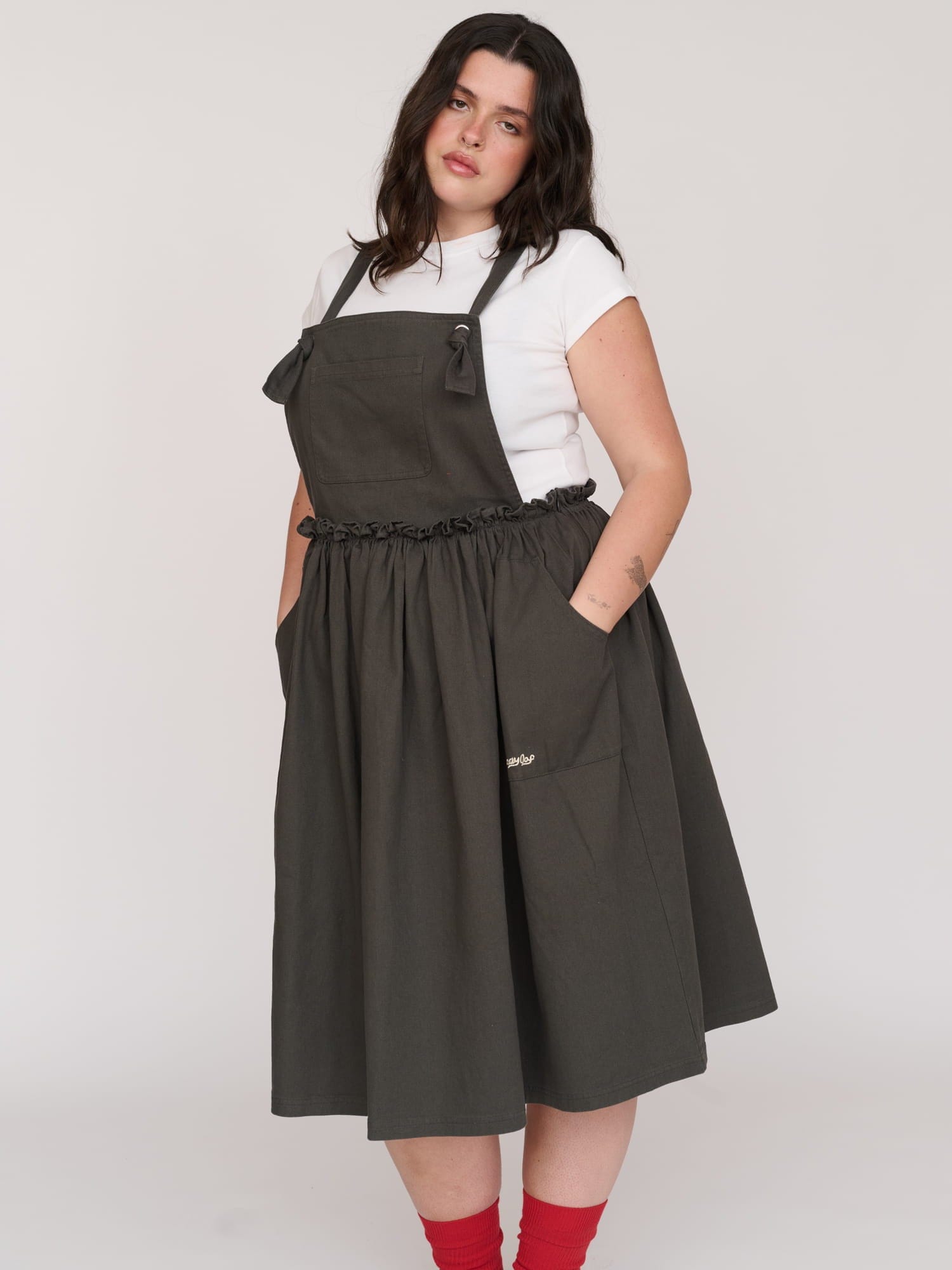 Lazy Oaf Charcoal Pinafore Dress